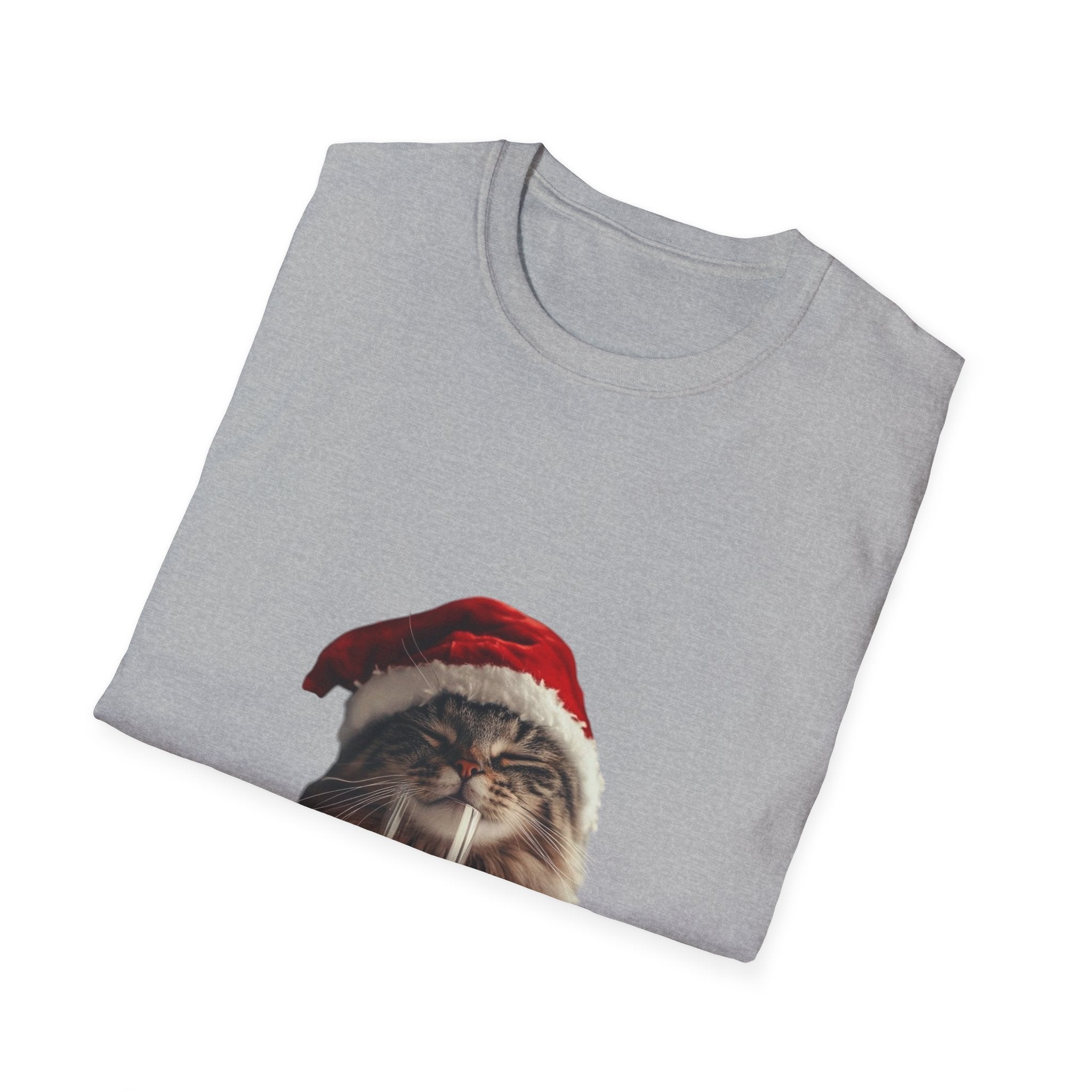 Christmas Cat T-Shirt – Cute Tabby Wearing Santa Hat Holiday Tee