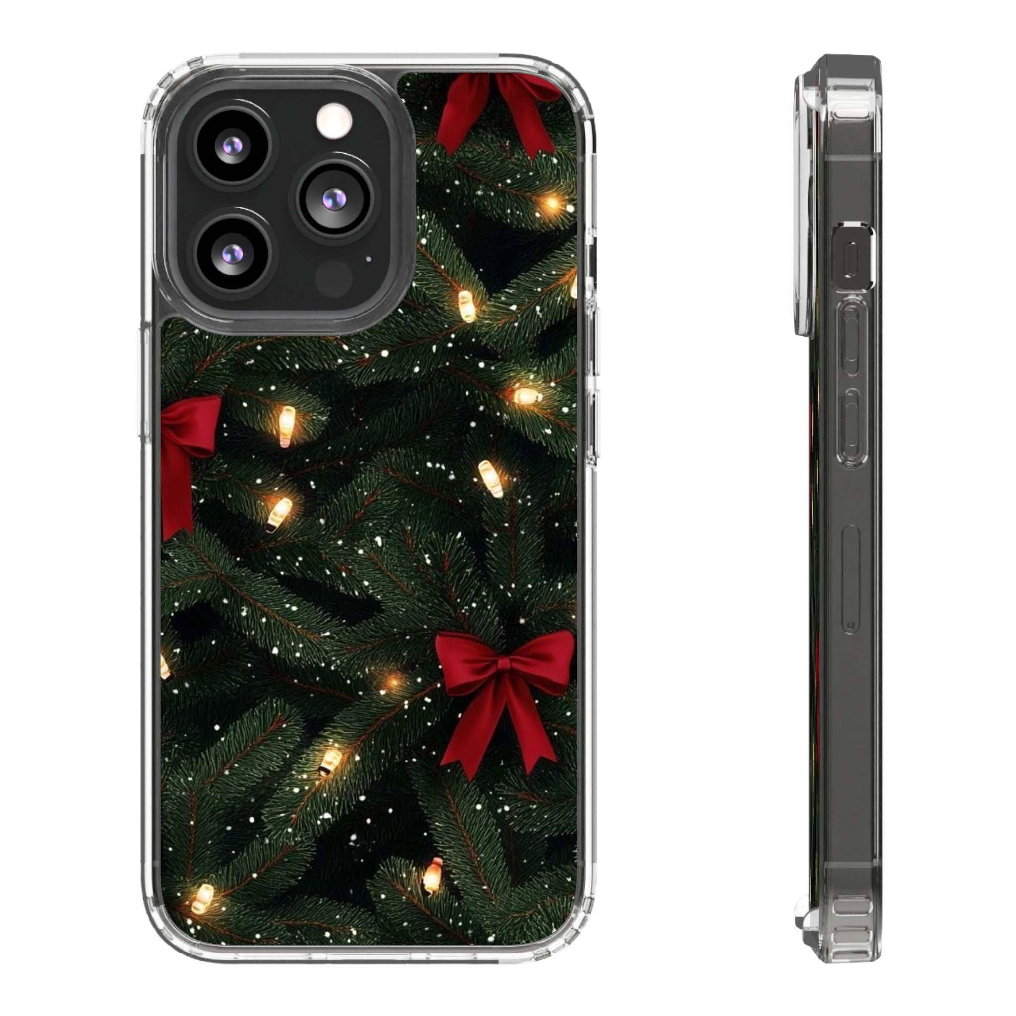 Christmas Lights & Bows Clear Phone Case