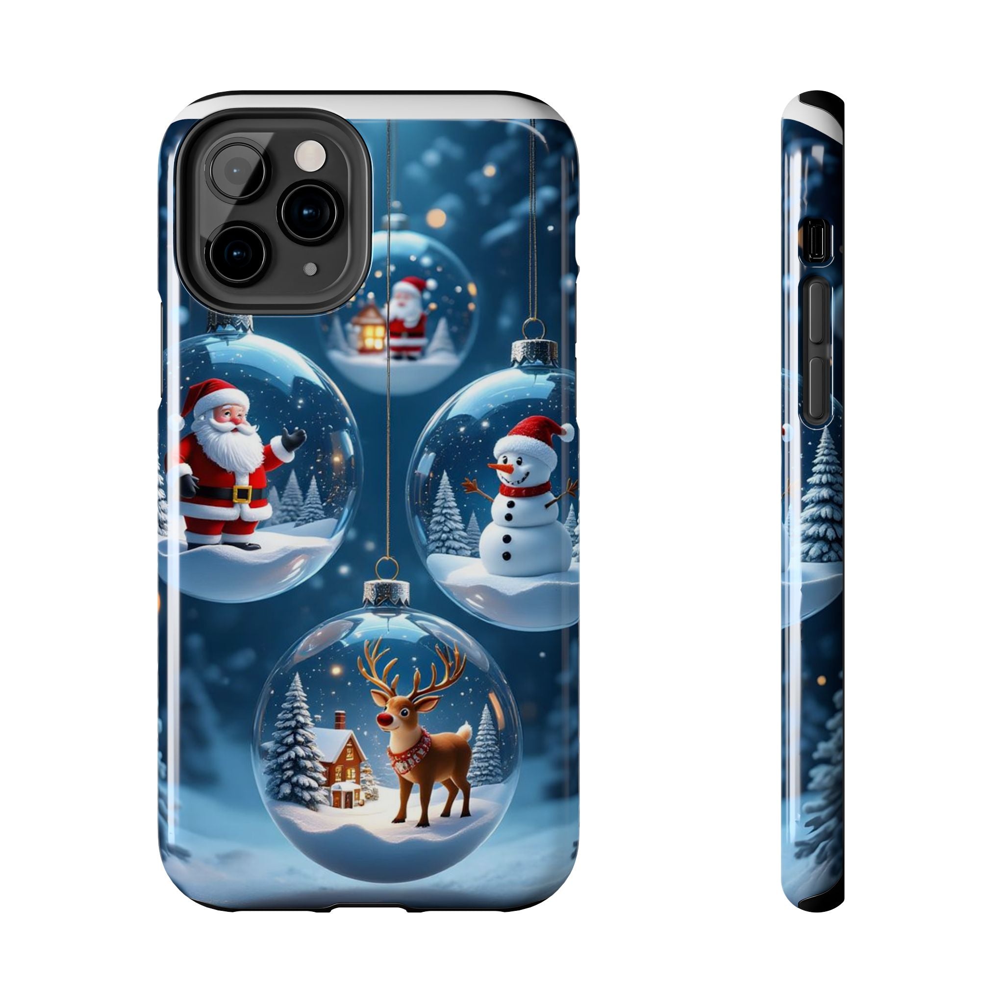 Christmas Ornaments Phone Case — Santa, Snowman & Reindeer Holiday Tough Case