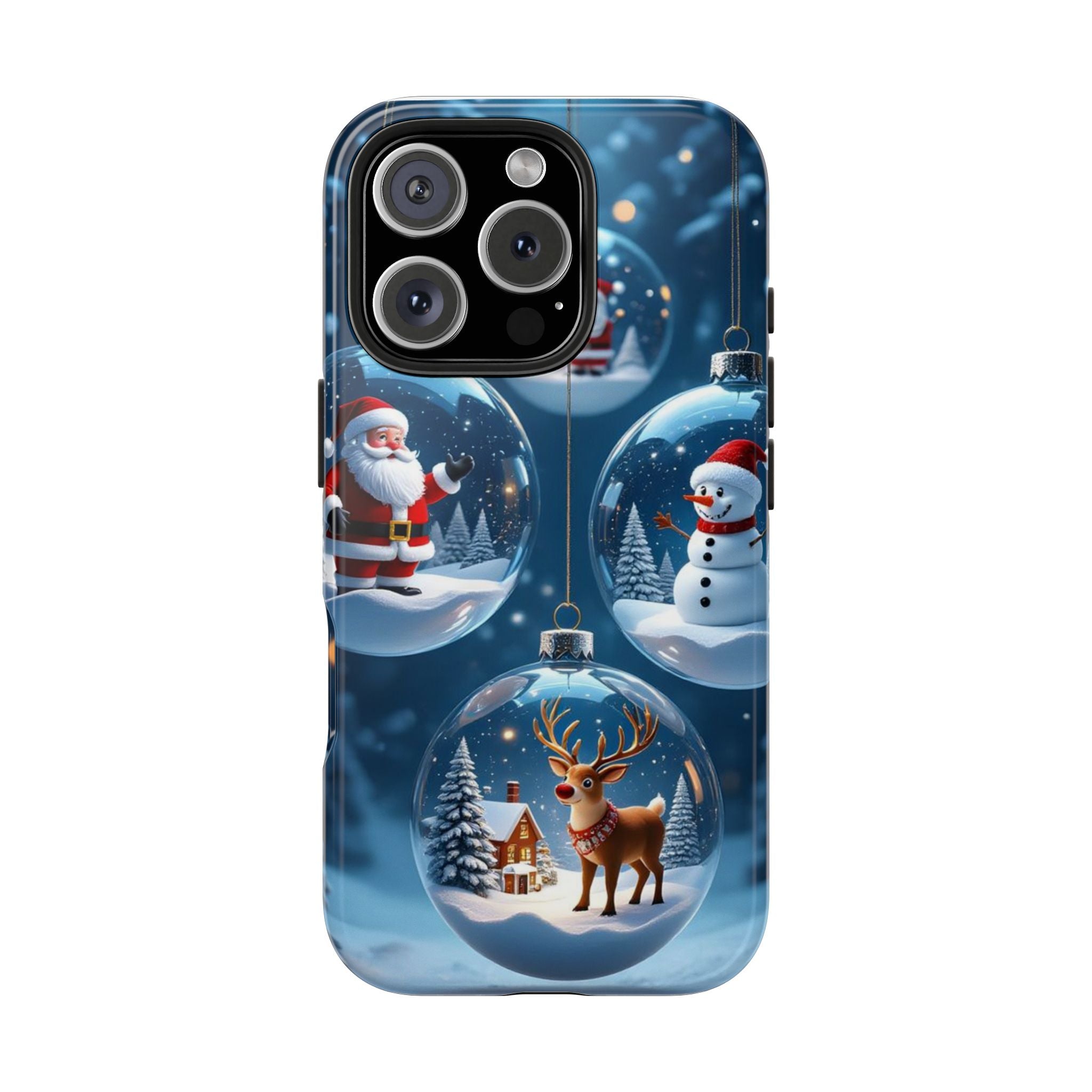 Christmas Ornaments Phone Case — Santa, Snowman & Reindeer Holiday Tough Case