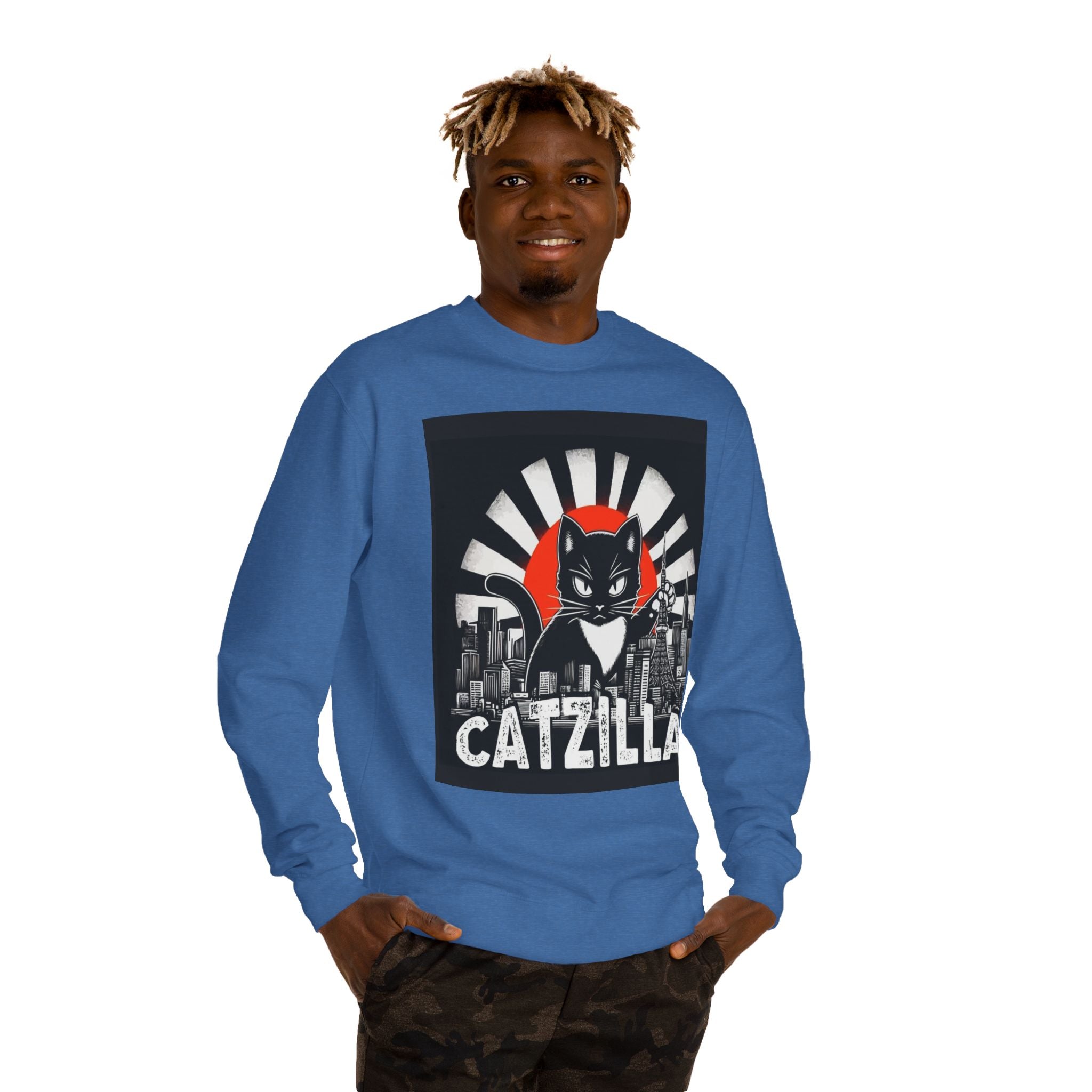 Catzilla Graphic Sweatshirt — Retro Monster Cat City Tee