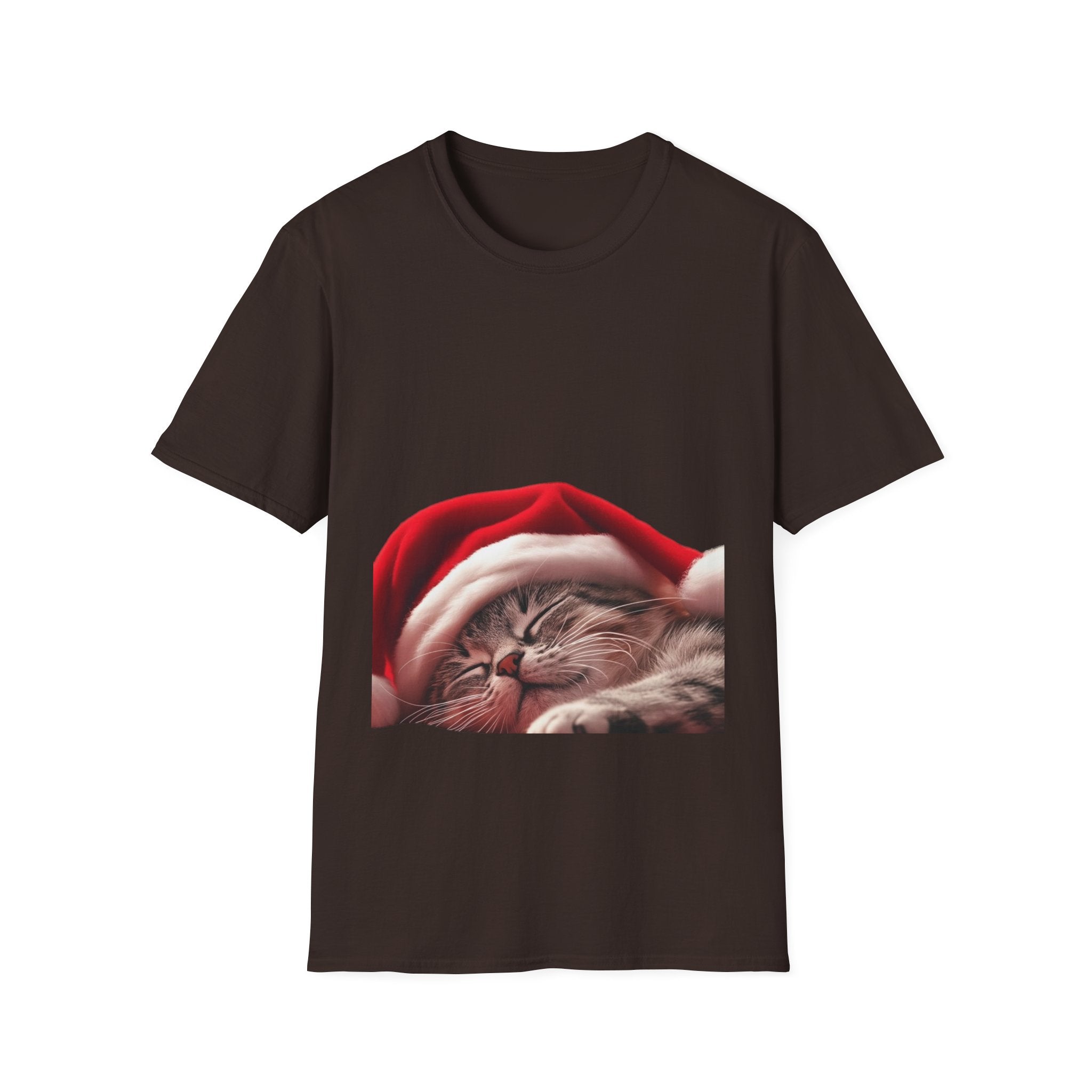 Christmas Sleeping Cat T-Shirt — Cute Holiday Kitty in Santa Hat