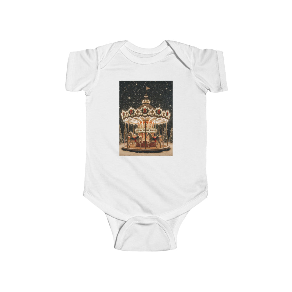 Baby Bodysuit — Vintage Carousel Night Print Infant Onesie