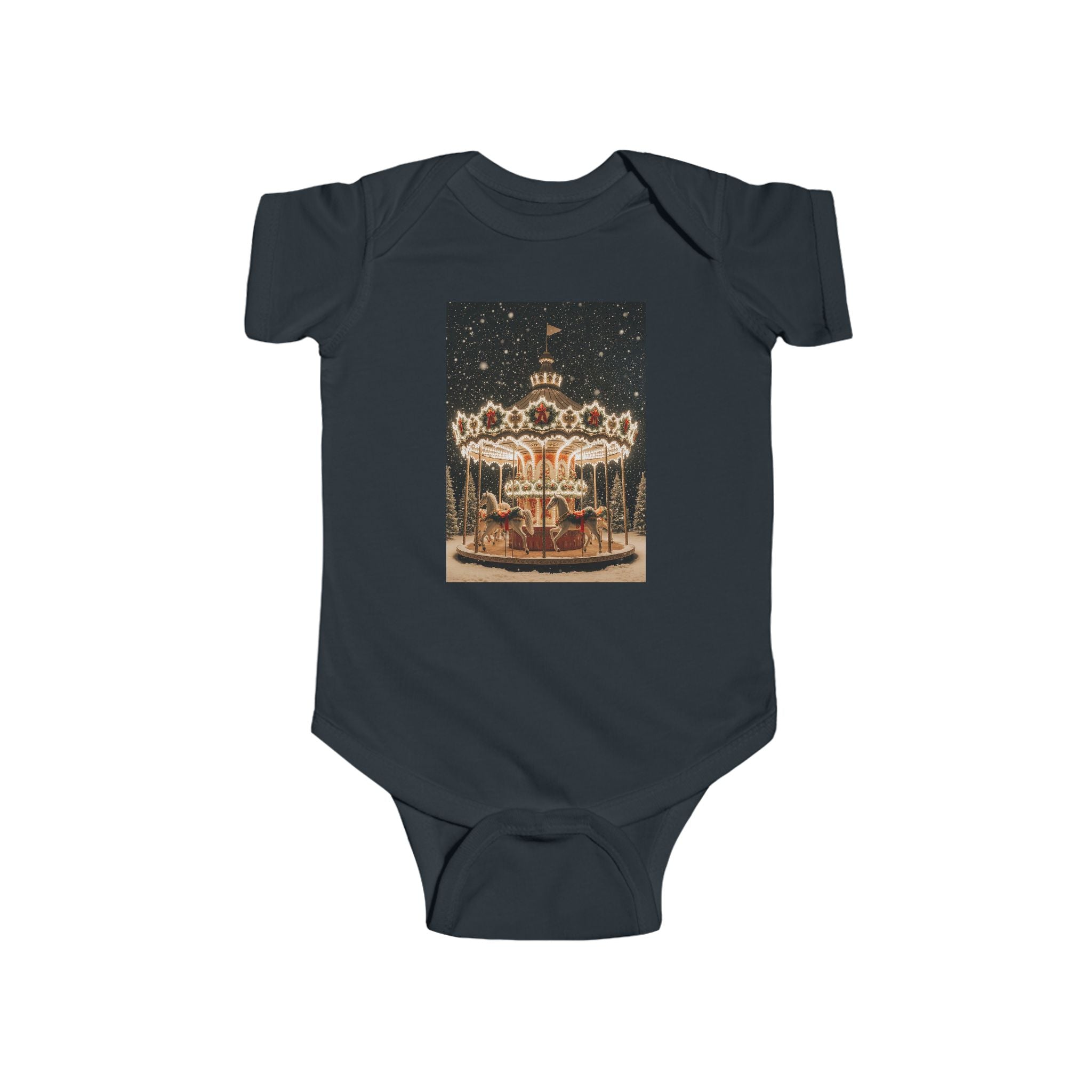 Baby Bodysuit — Vintage Carousel Night Print Infant Onesie