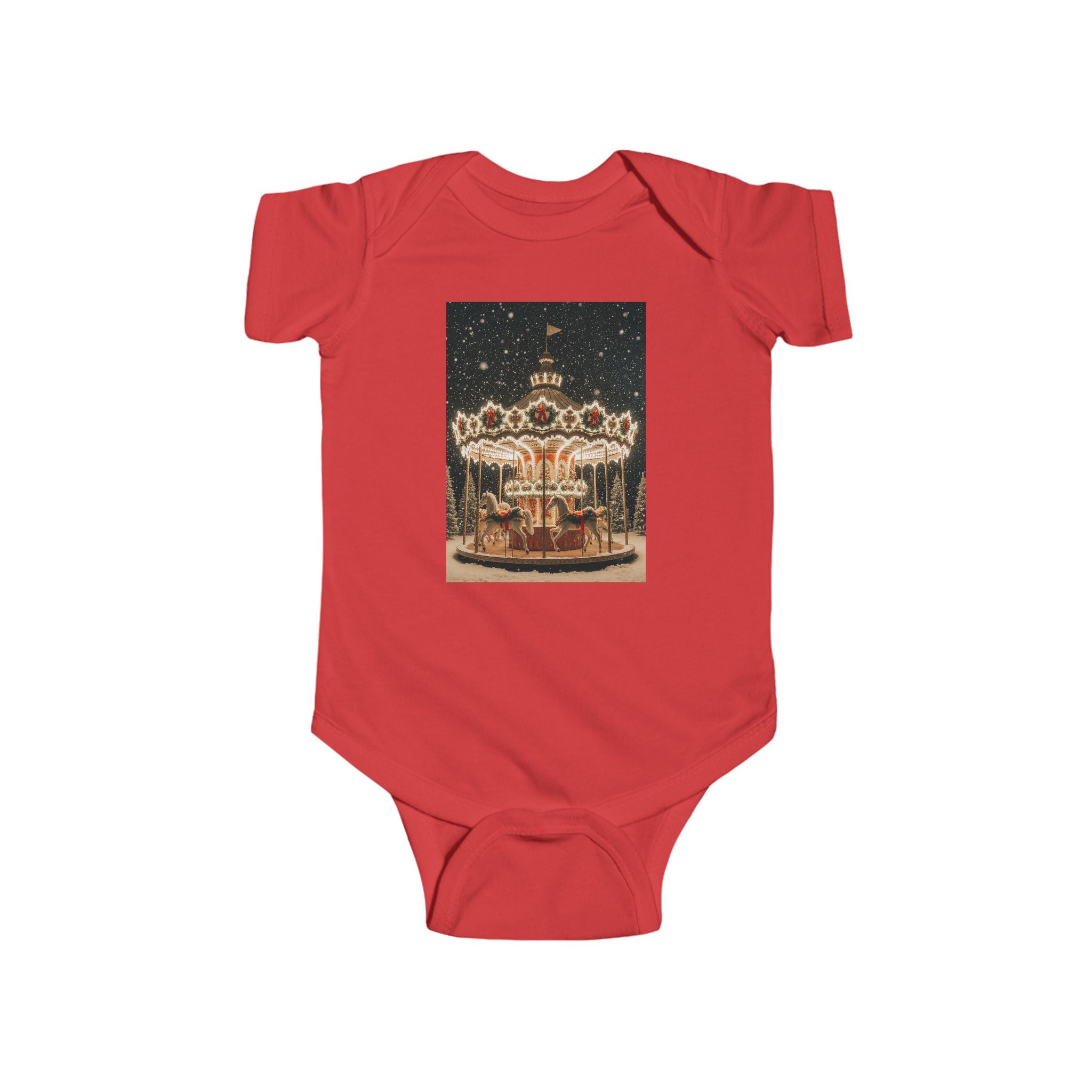 Baby Bodysuit — Vintage Carousel Night Print Infant Onesie