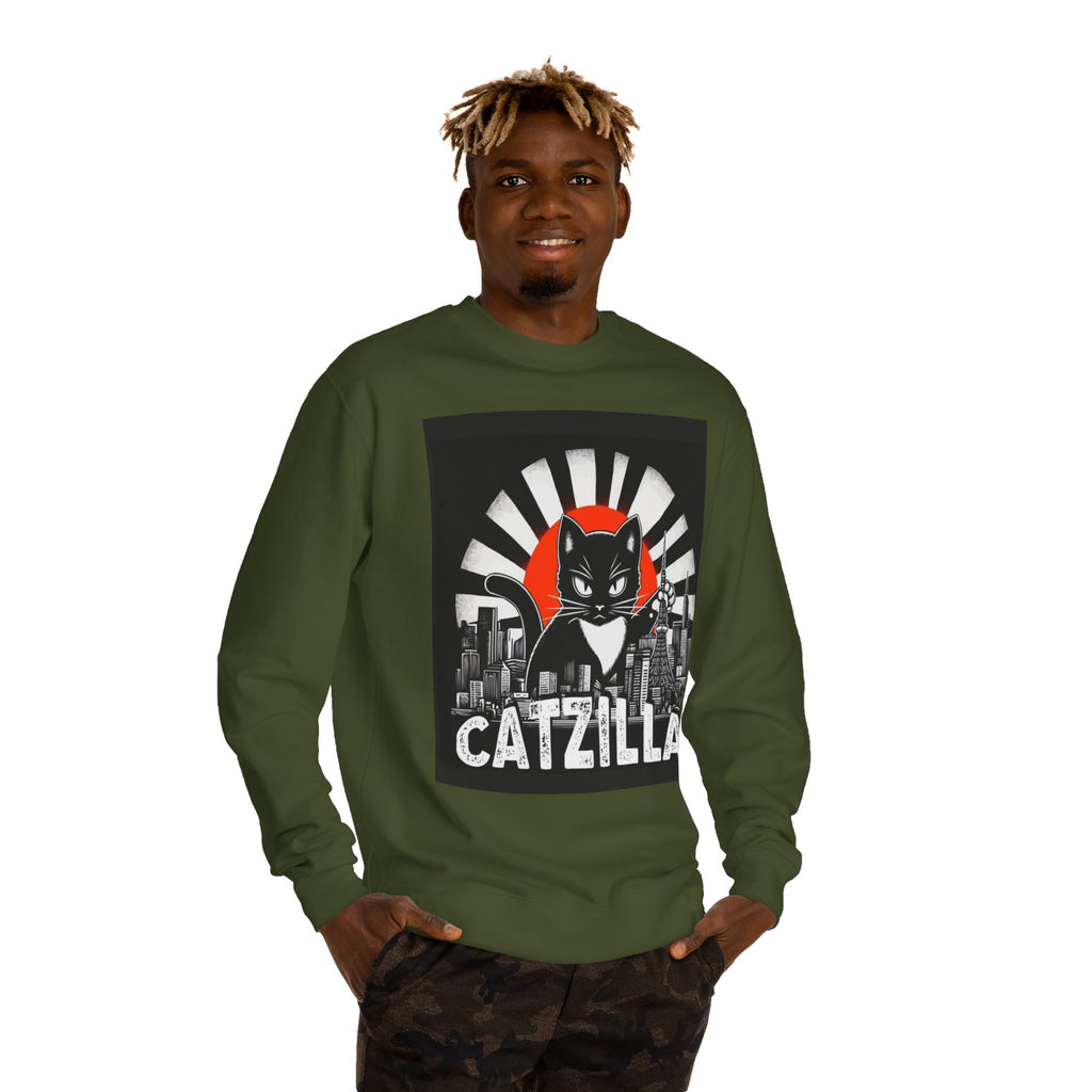 Catzilla Graphic Sweatshirt — Retro Monster Cat City Tee