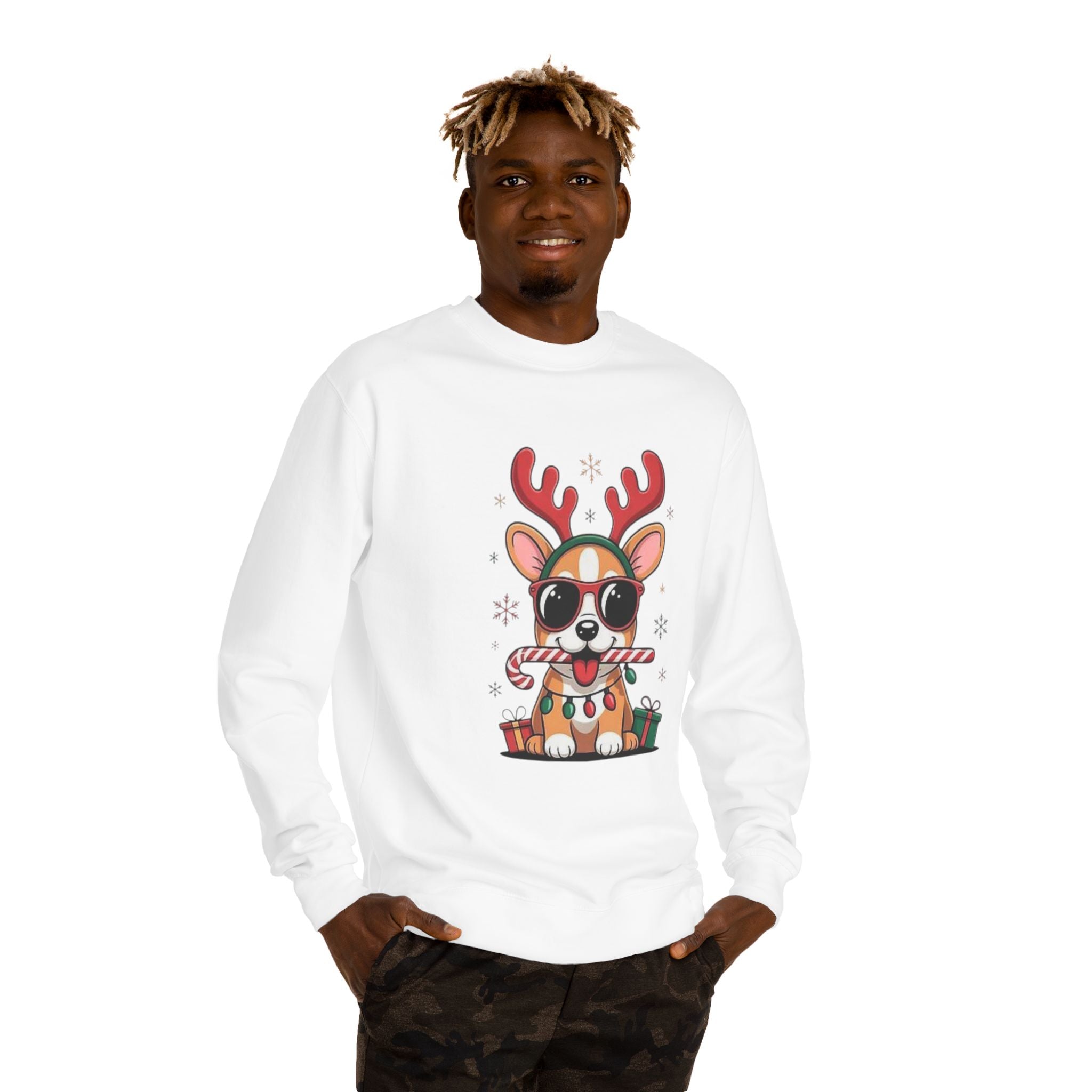 Cute Corgi Reindeer Sweatshirt — Festive Christmas Dog Crewneck