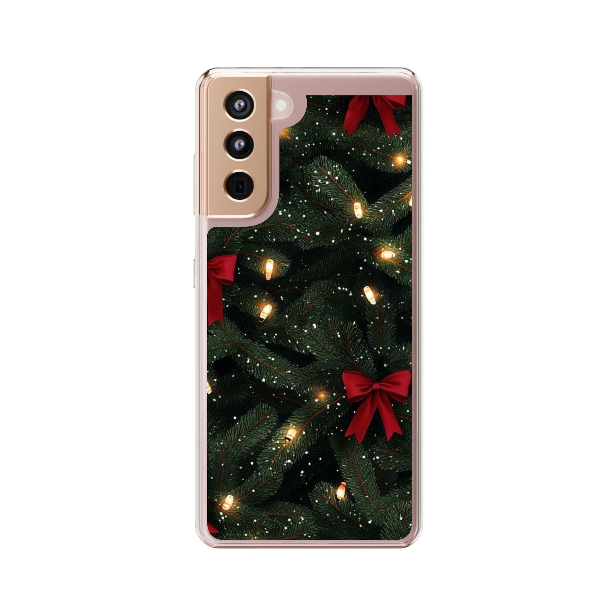 Christmas Lights & Bows Clear Phone Case