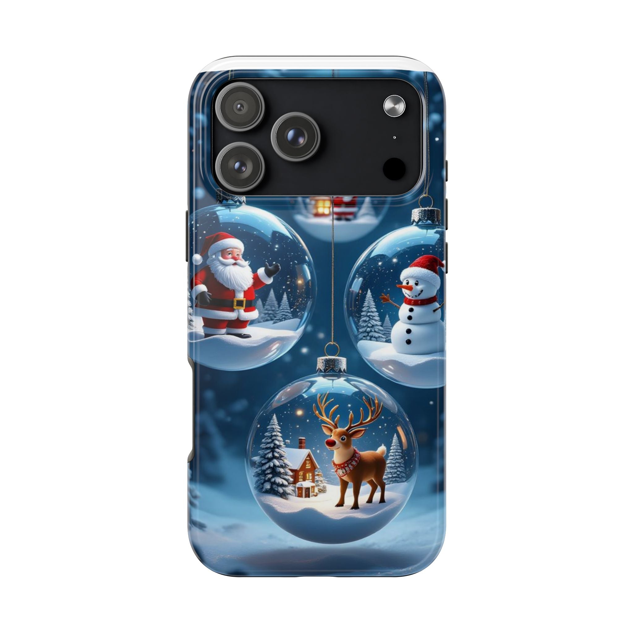 Christmas Ornaments Phone Case — Santa, Snowman & Reindeer Holiday Tough Case