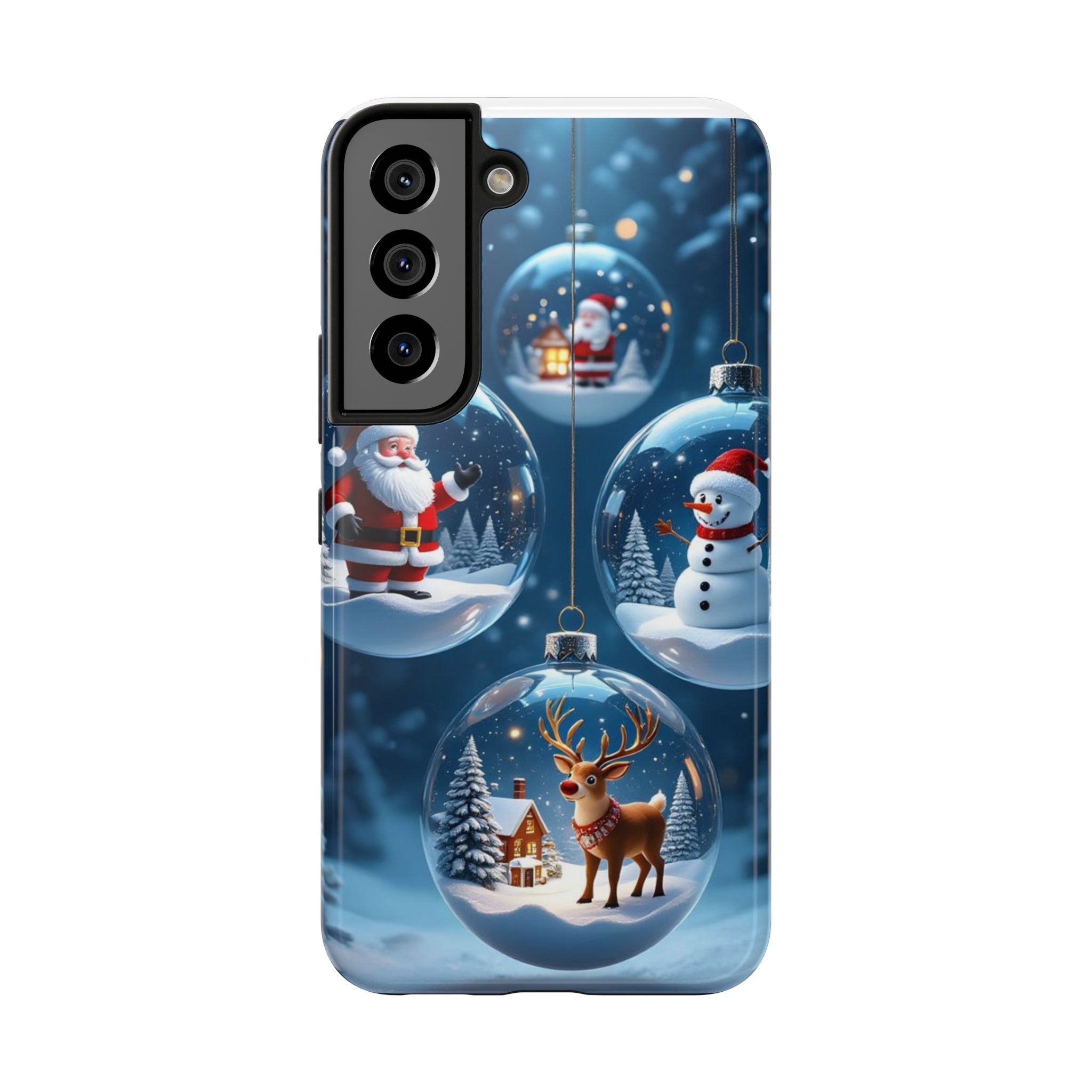 Christmas Ornaments Phone Case — Santa, Snowman & Reindeer Holiday Tough Case