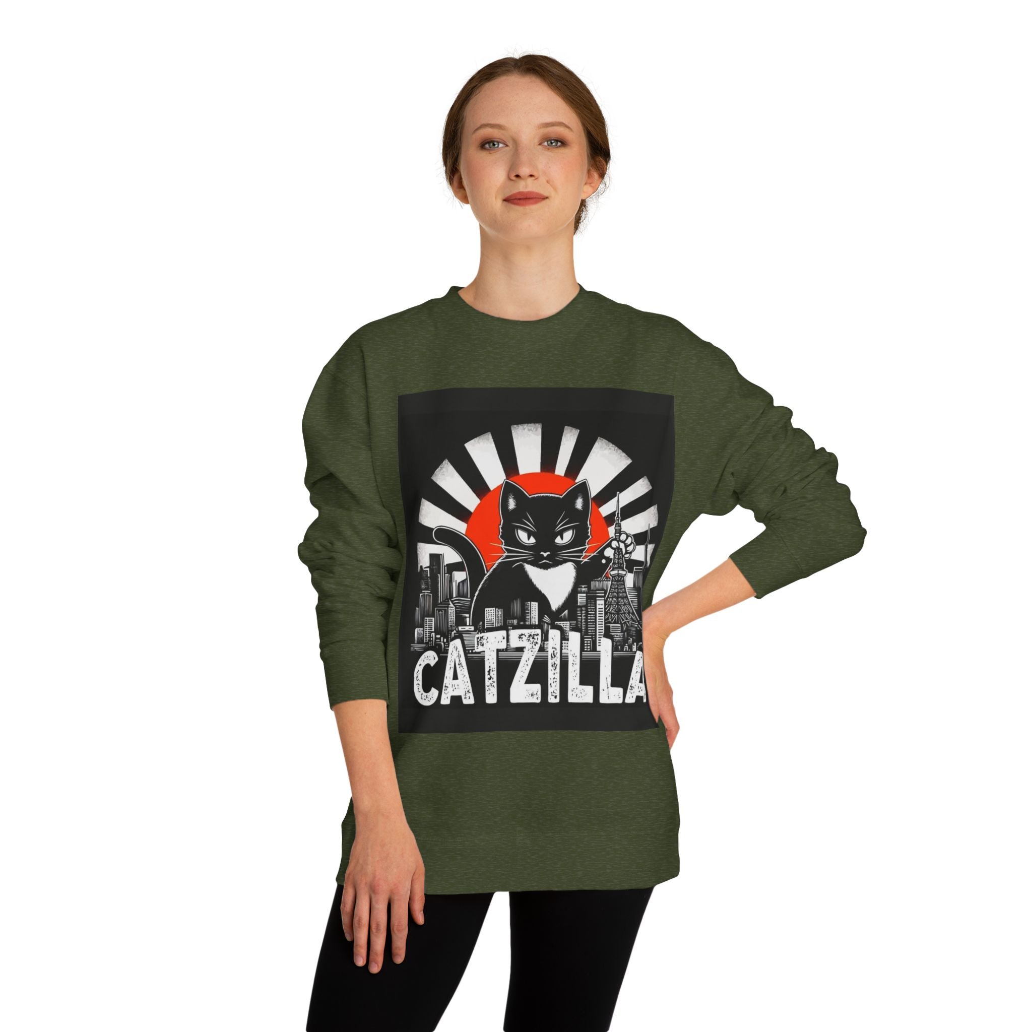 Catzilla Graphic Sweatshirt — Retro Monster Cat City Tee
