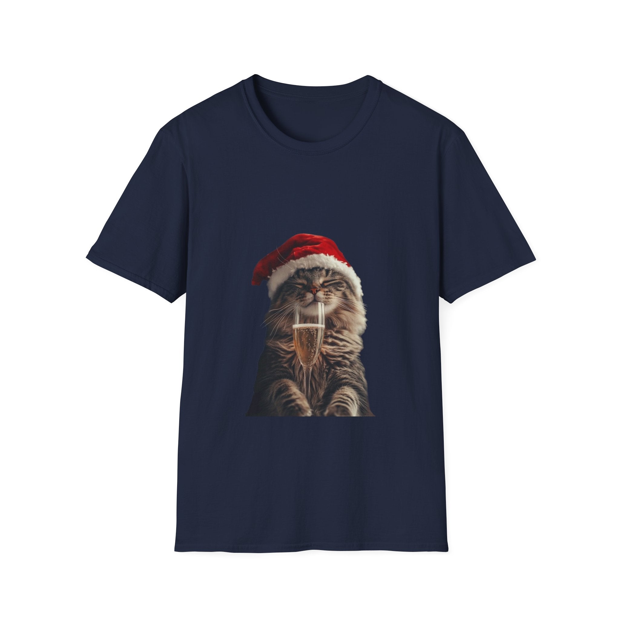 Christmas Cat T-Shirt – Cute Tabby Wearing Santa Hat Holiday Tee