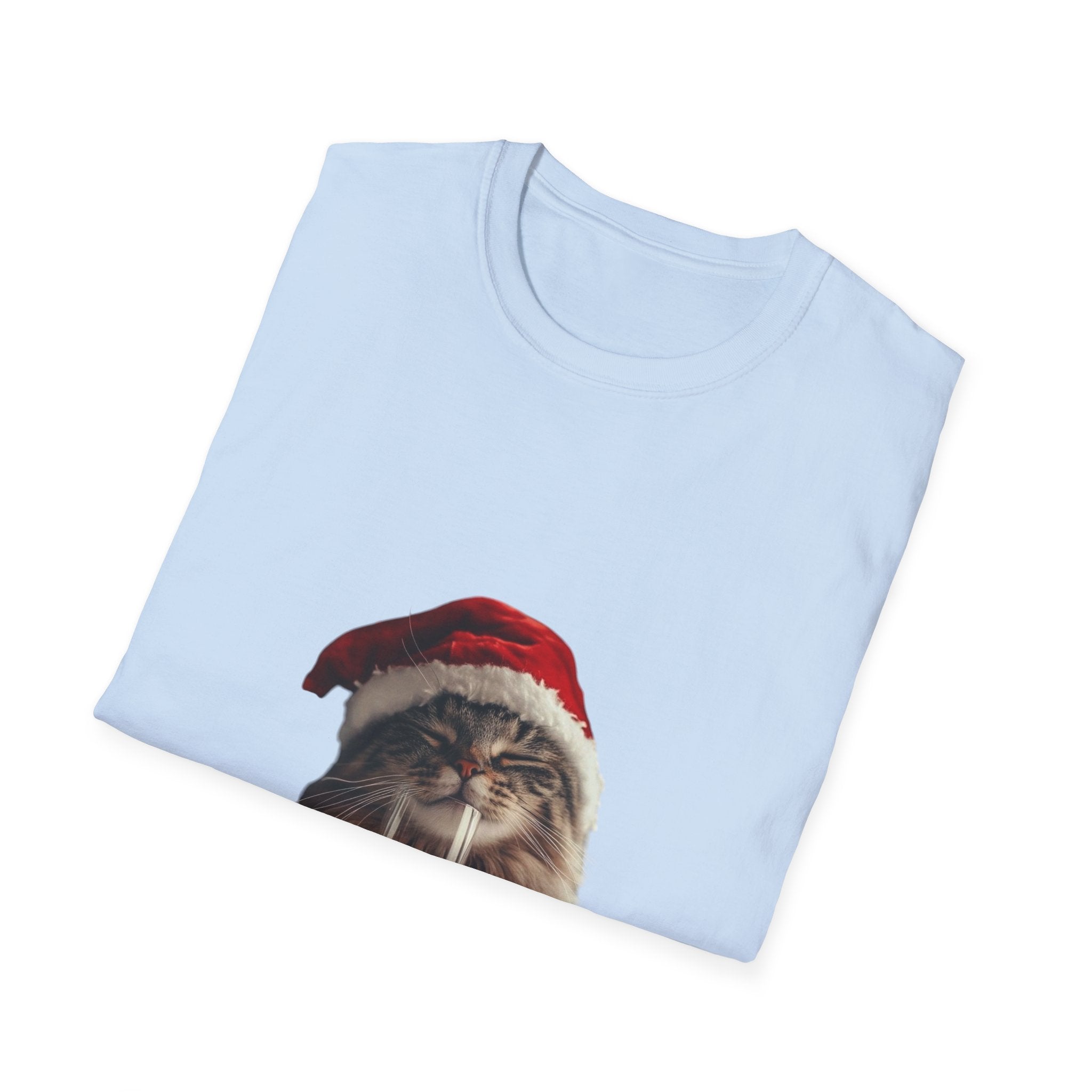 Christmas Cat T-Shirt – Cute Tabby Wearing Santa Hat Holiday Tee