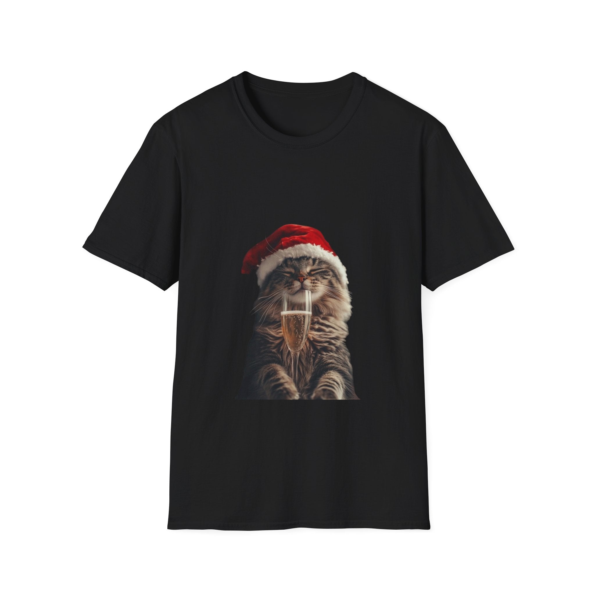 Christmas Cat T-Shirt – Cute Tabby Wearing Santa Hat Holiday Tee