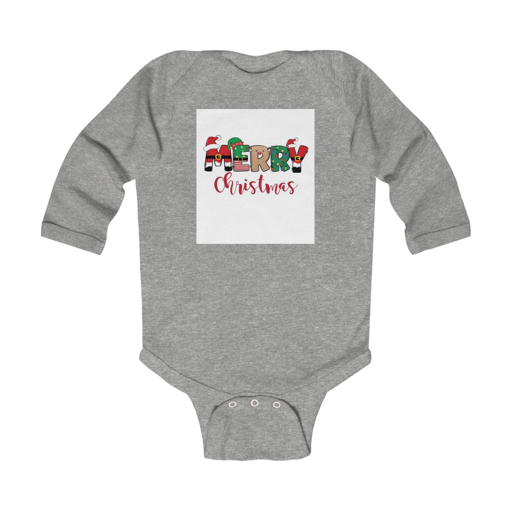 Baby Christmas Bodysuit – "Merry Christmas" Holiday Infant Long Sleeve Onesie