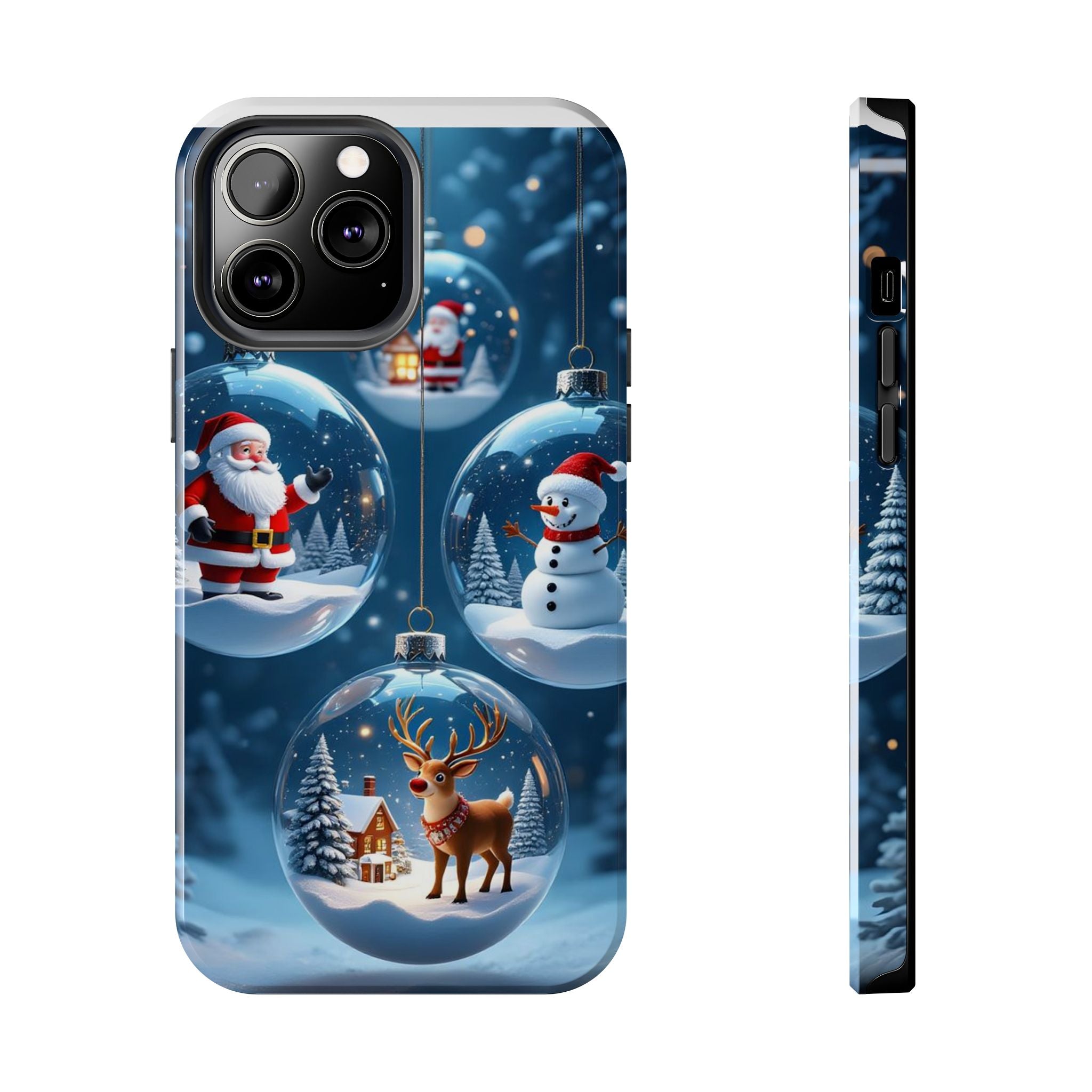 Christmas Ornaments Phone Case — Santa, Snowman & Reindeer Holiday Tough Case