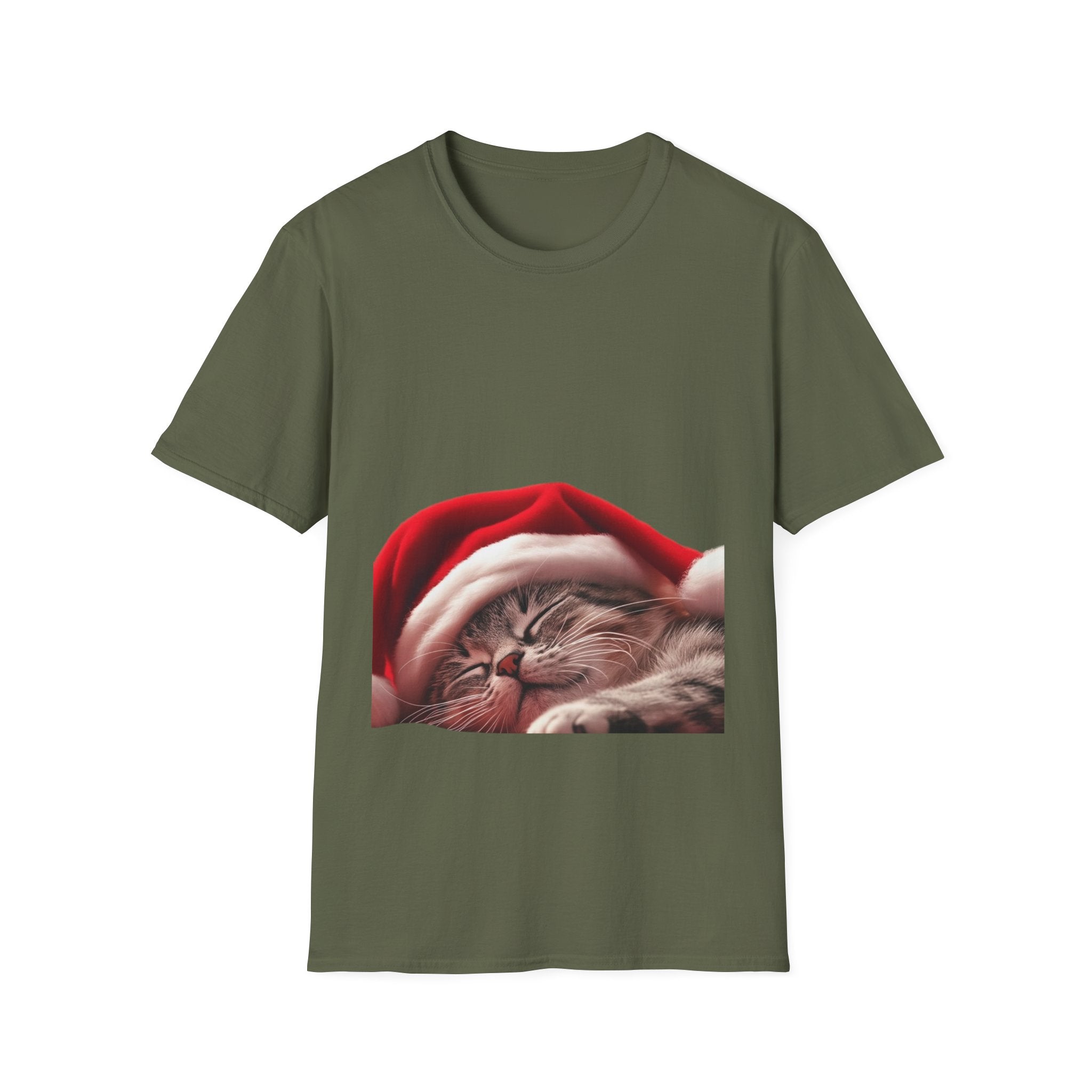 Christmas Sleeping Cat T-Shirt — Cute Holiday Kitty in Santa Hat