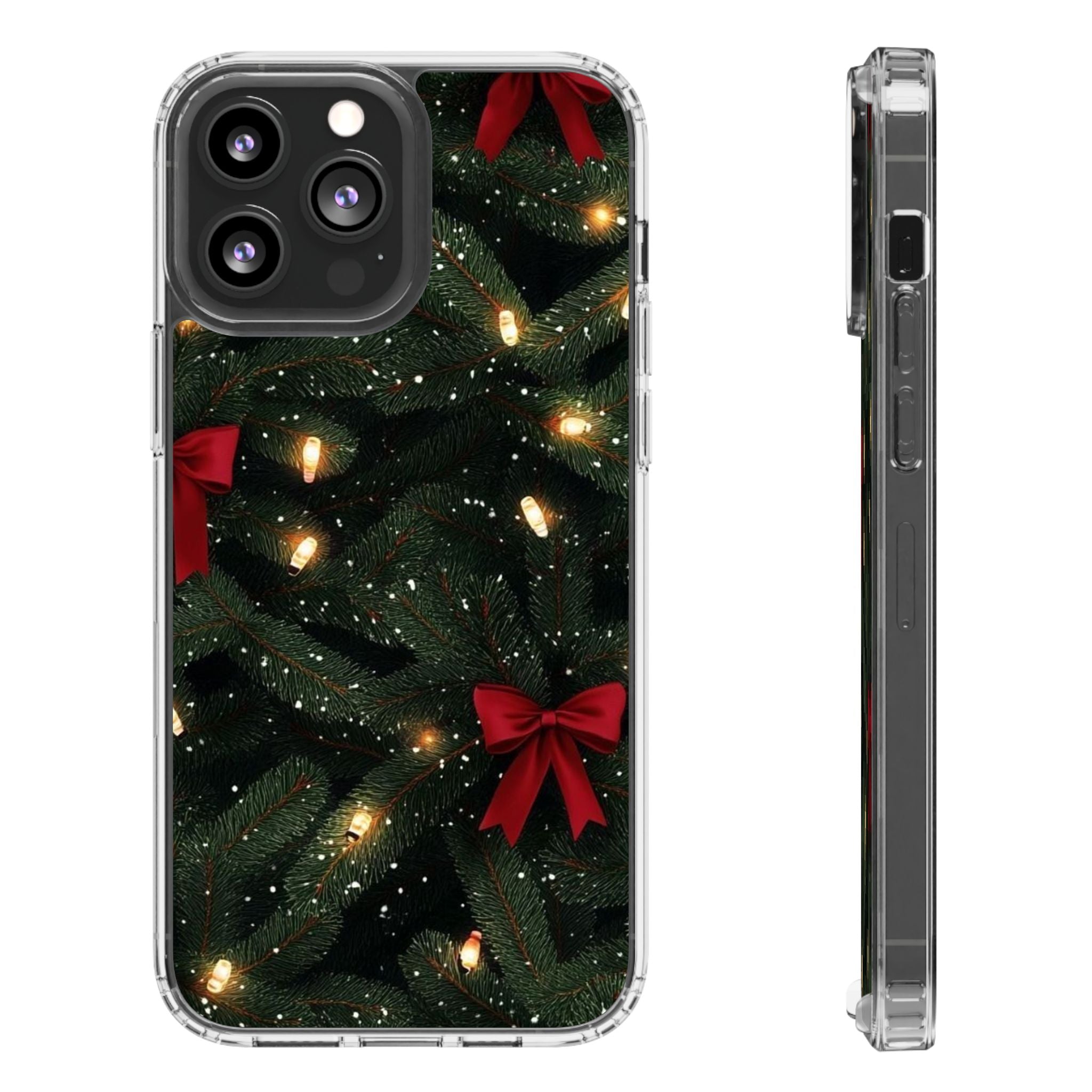 Christmas Lights & Bows Clear Phone Case