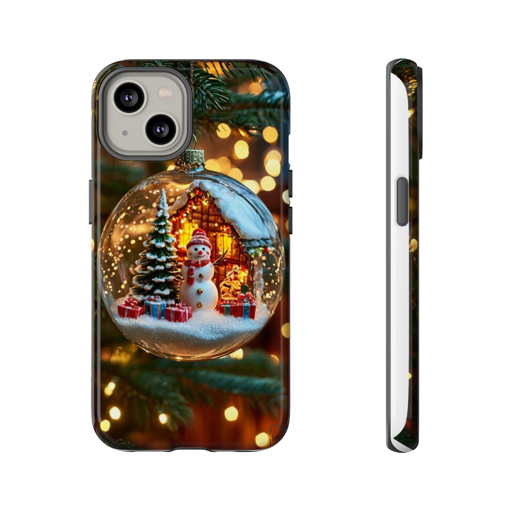 Christmas Snow Globe Phone Case — Festive Snowman Ornament Design