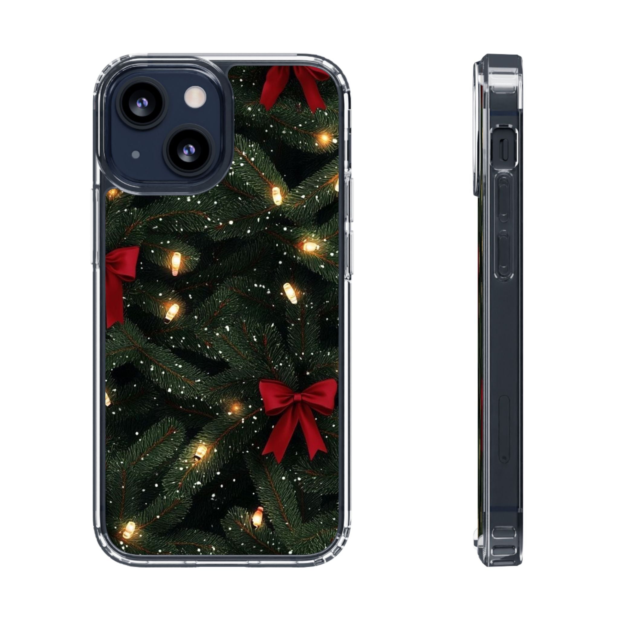 Christmas Lights & Bows Clear Phone Case