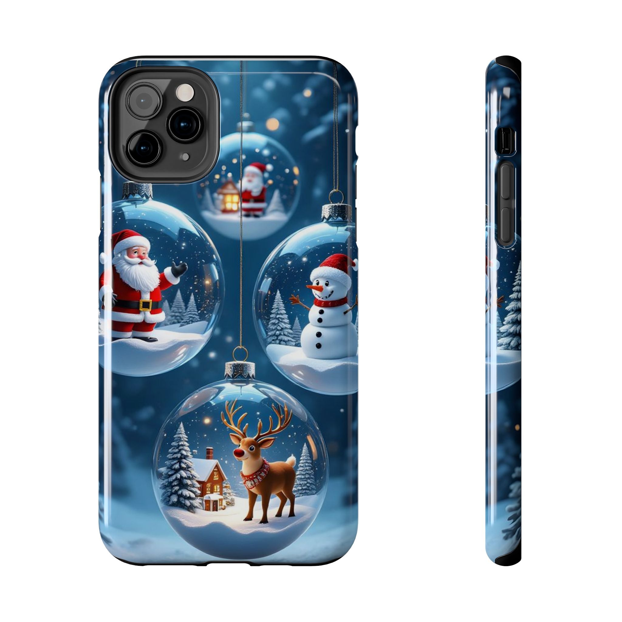 Christmas Ornaments Phone Case — Santa, Snowman & Reindeer Holiday Tough Case