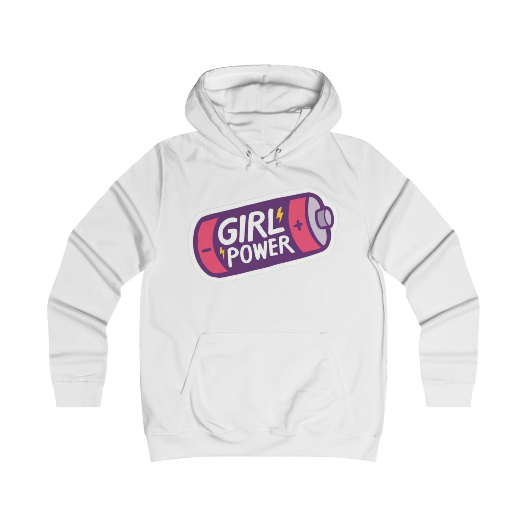 Girl Power Battery Hoodie - Feminist College Crew Pullover