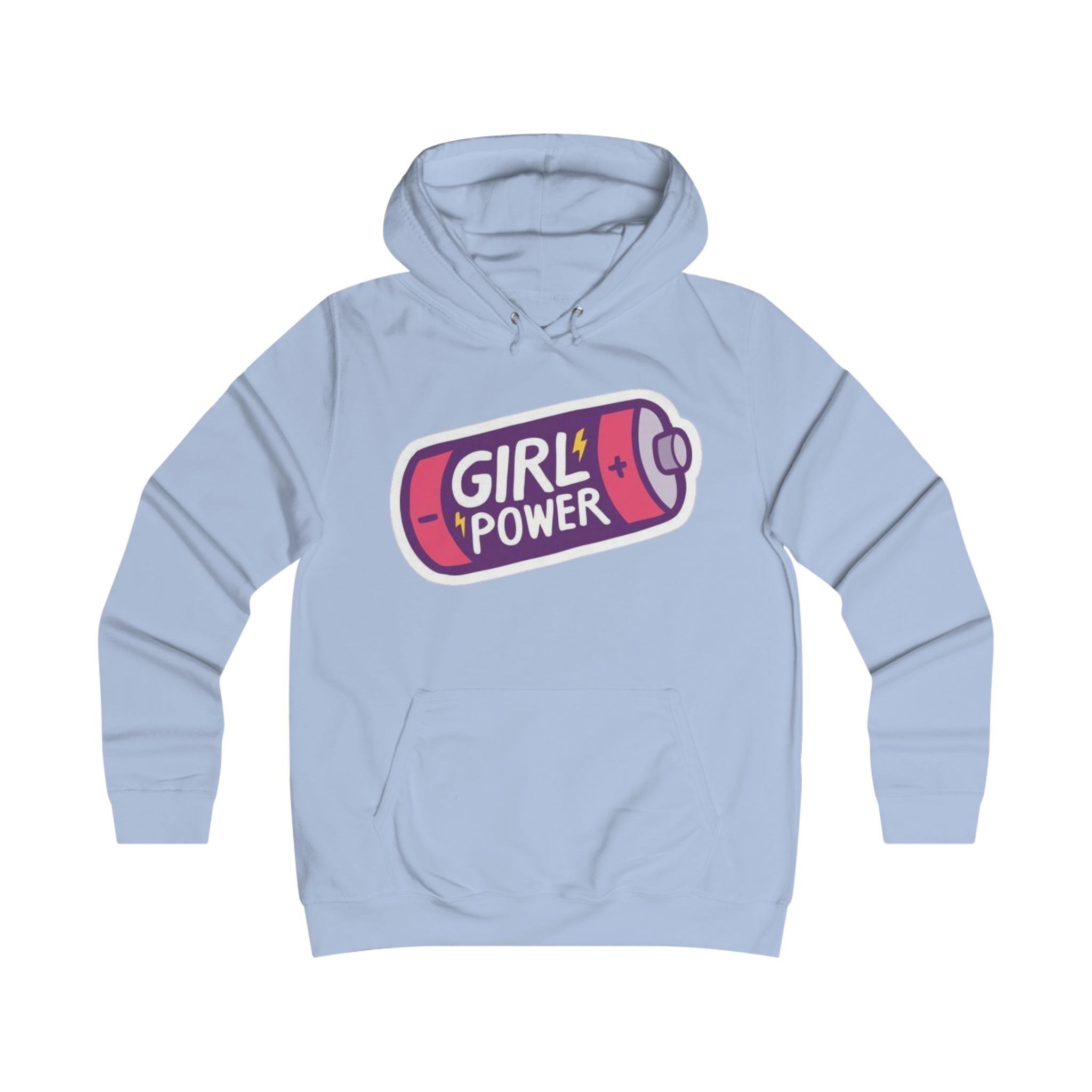 Girl Power Battery Hoodie - Feminist College Crew Pullover