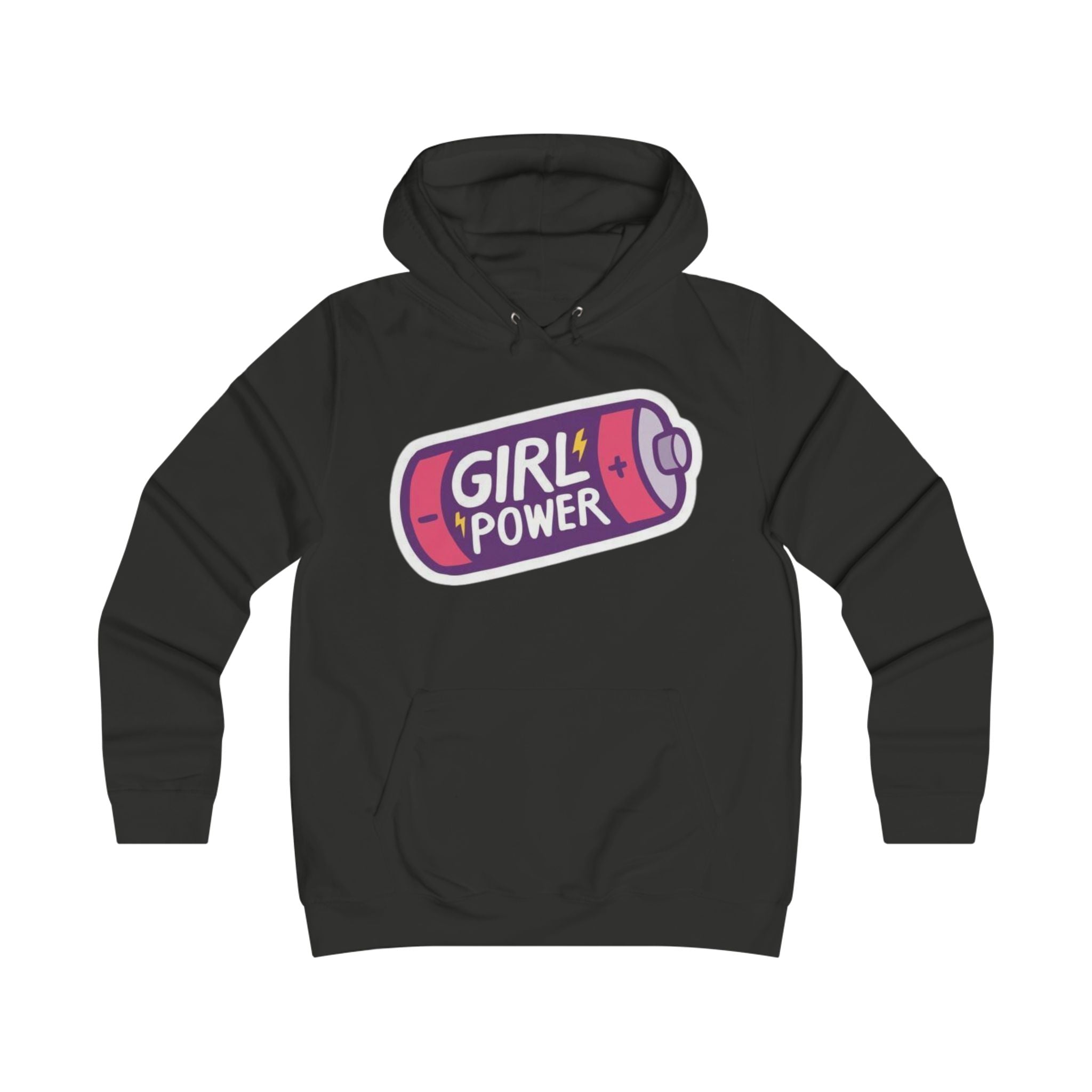 Girl Power Battery Hoodie - Feminist College Crew Pullover