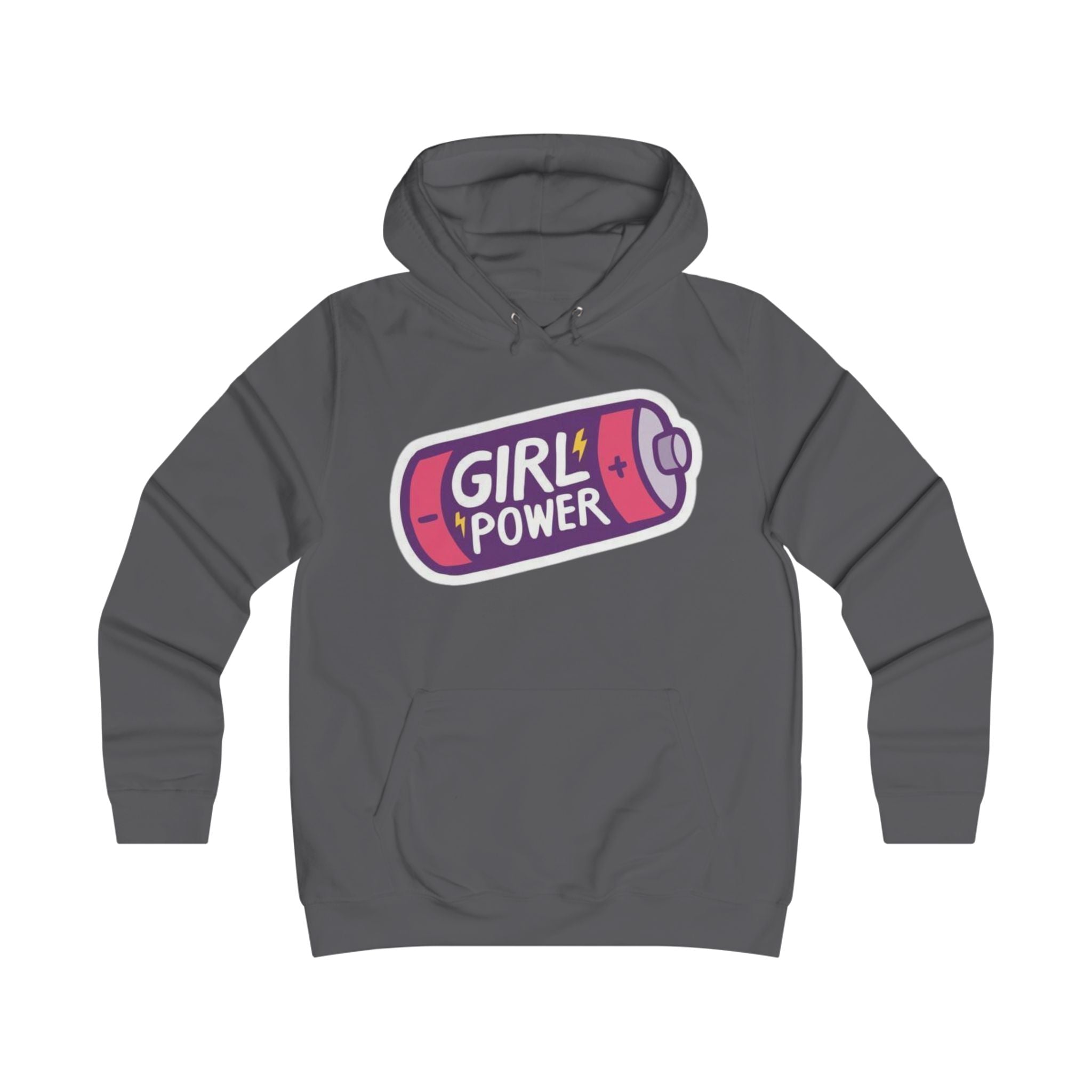 Girl Power Battery Hoodie - Feminist College Crew Pullover