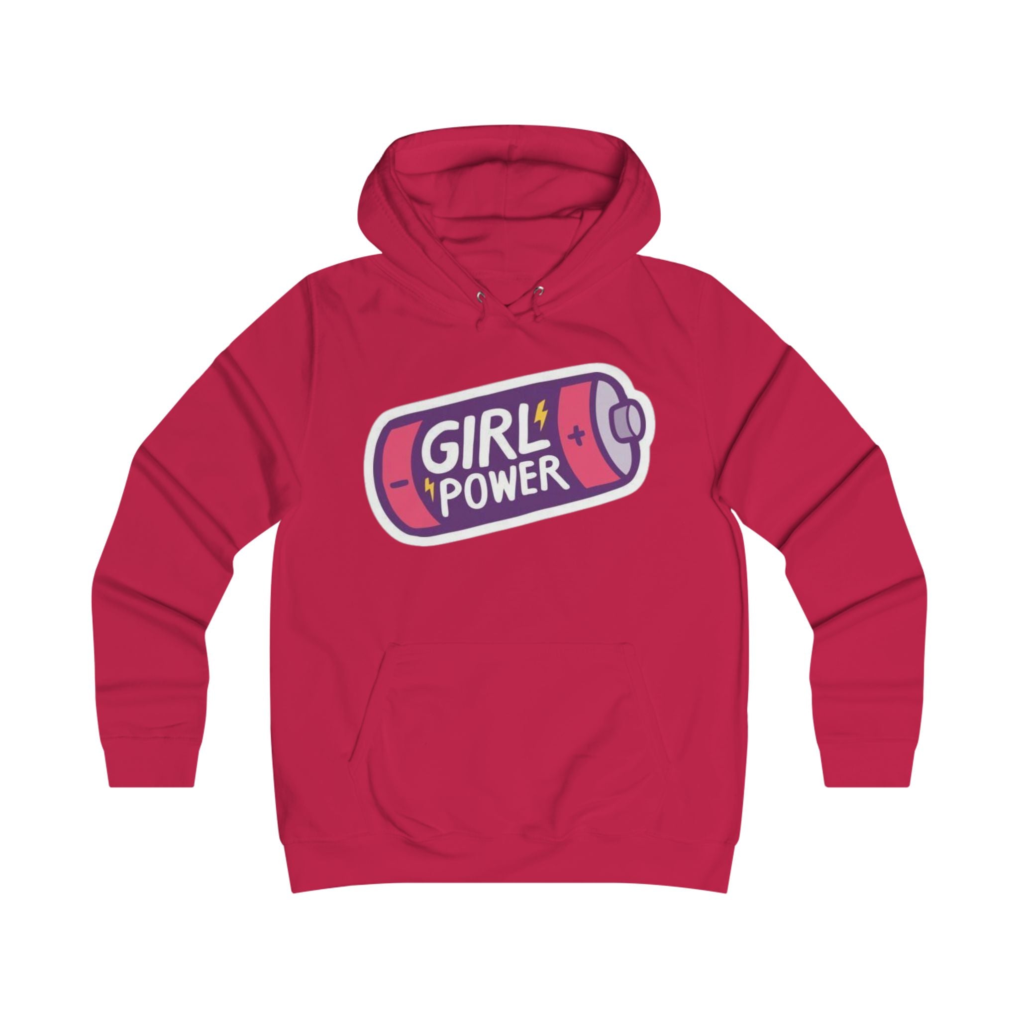 Girl Power Battery Hoodie - Feminist College Crew Pullover