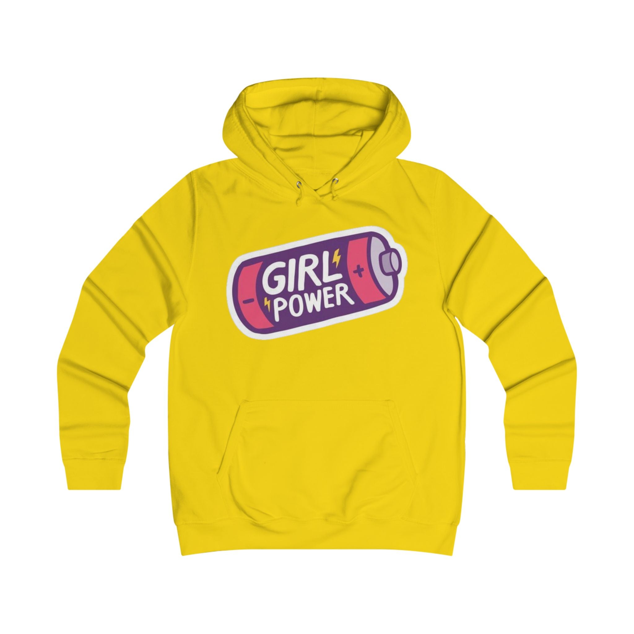 Girl Power Battery Hoodie - Feminist College Crew Pullover