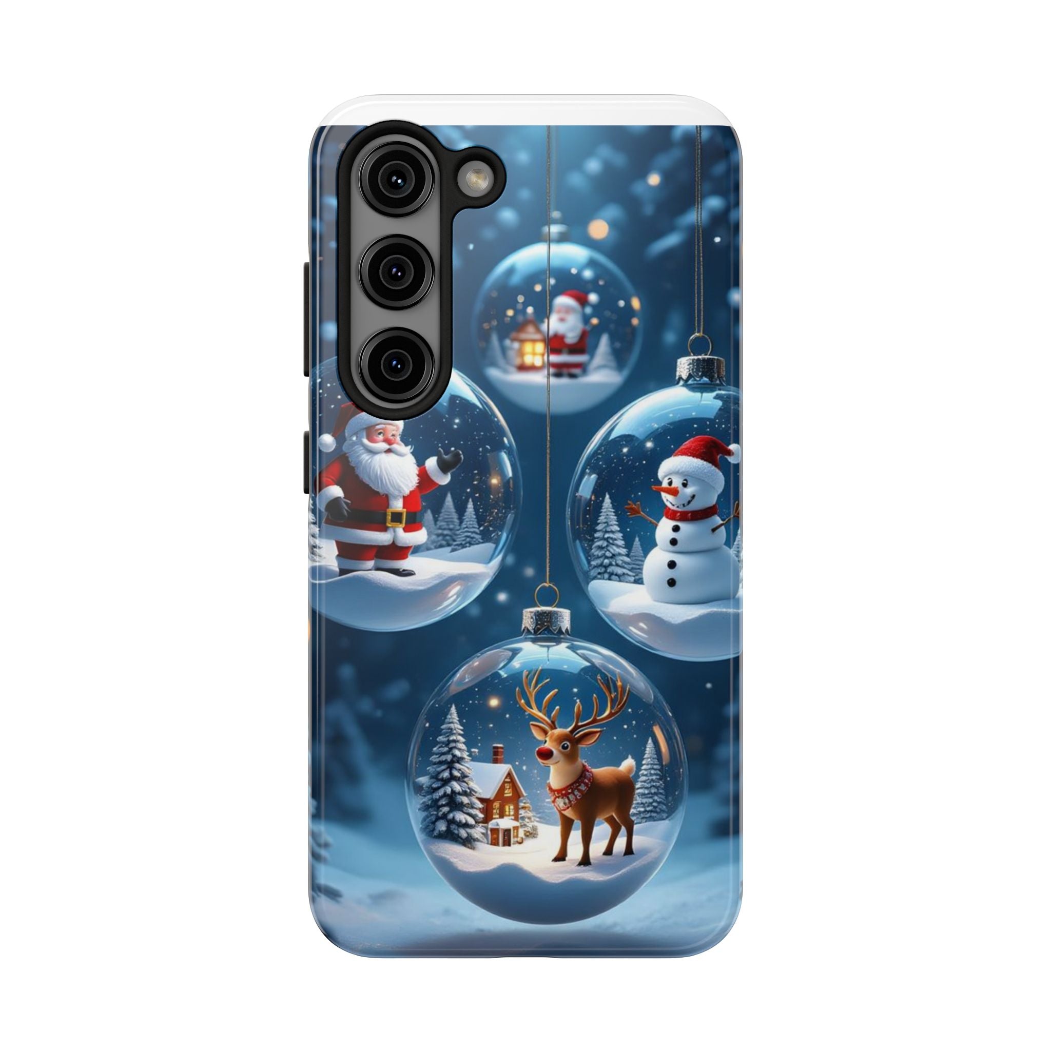 Christmas Ornaments Phone Case — Santa, Snowman & Reindeer Holiday Tough Case