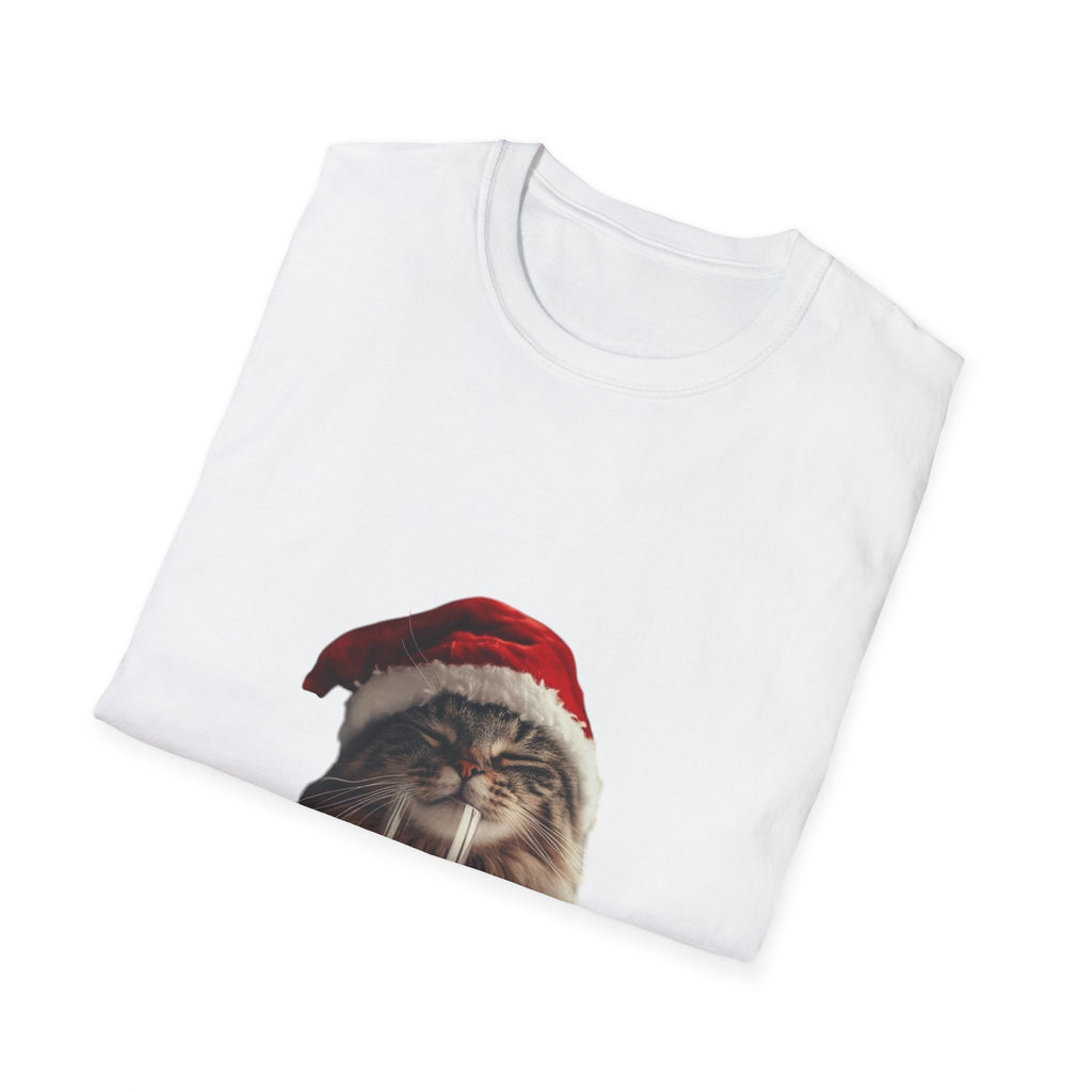 Christmas Cat T-Shirt – Cute Tabby Wearing Santa Hat Holiday Tee