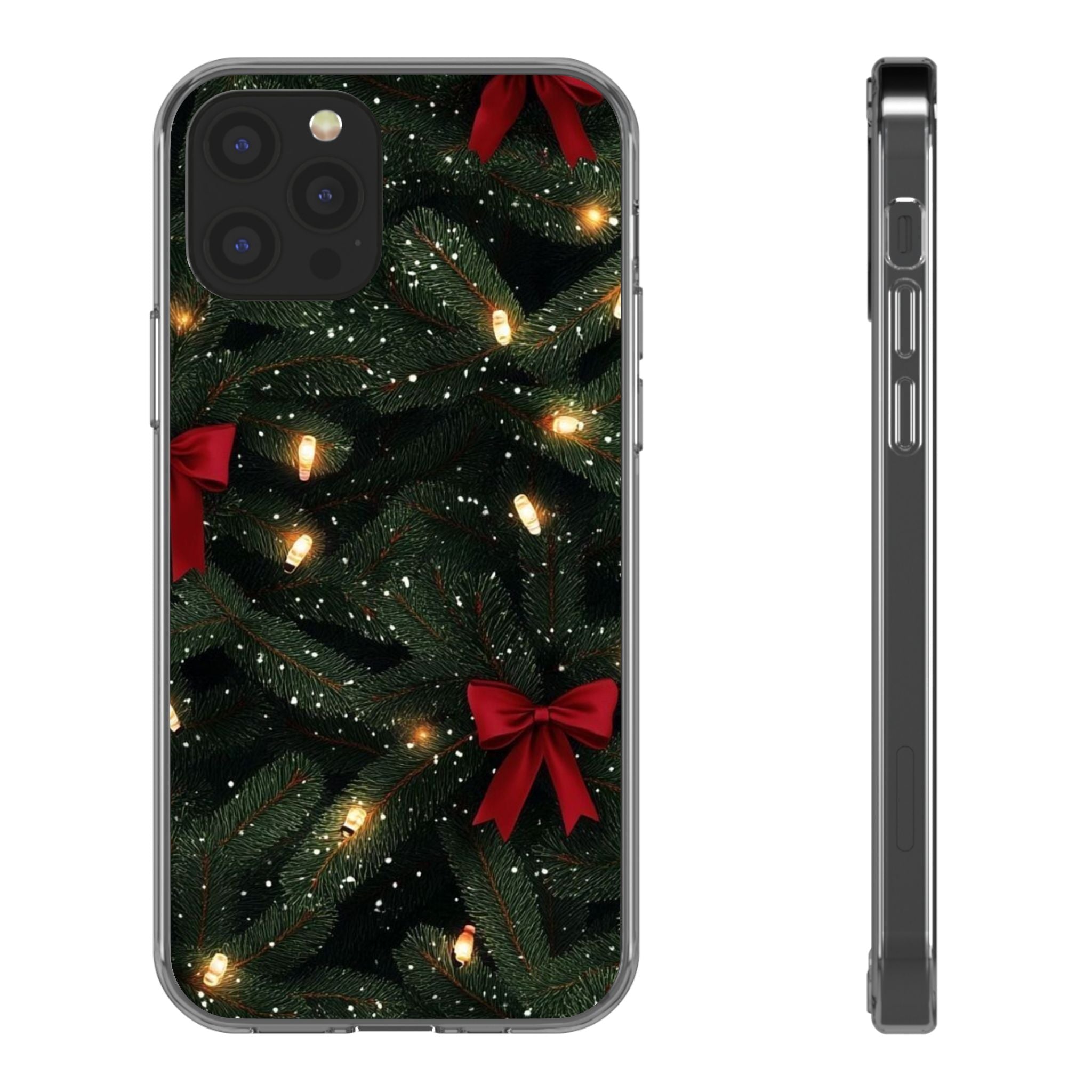 Christmas Lights & Bows Clear Phone Case
