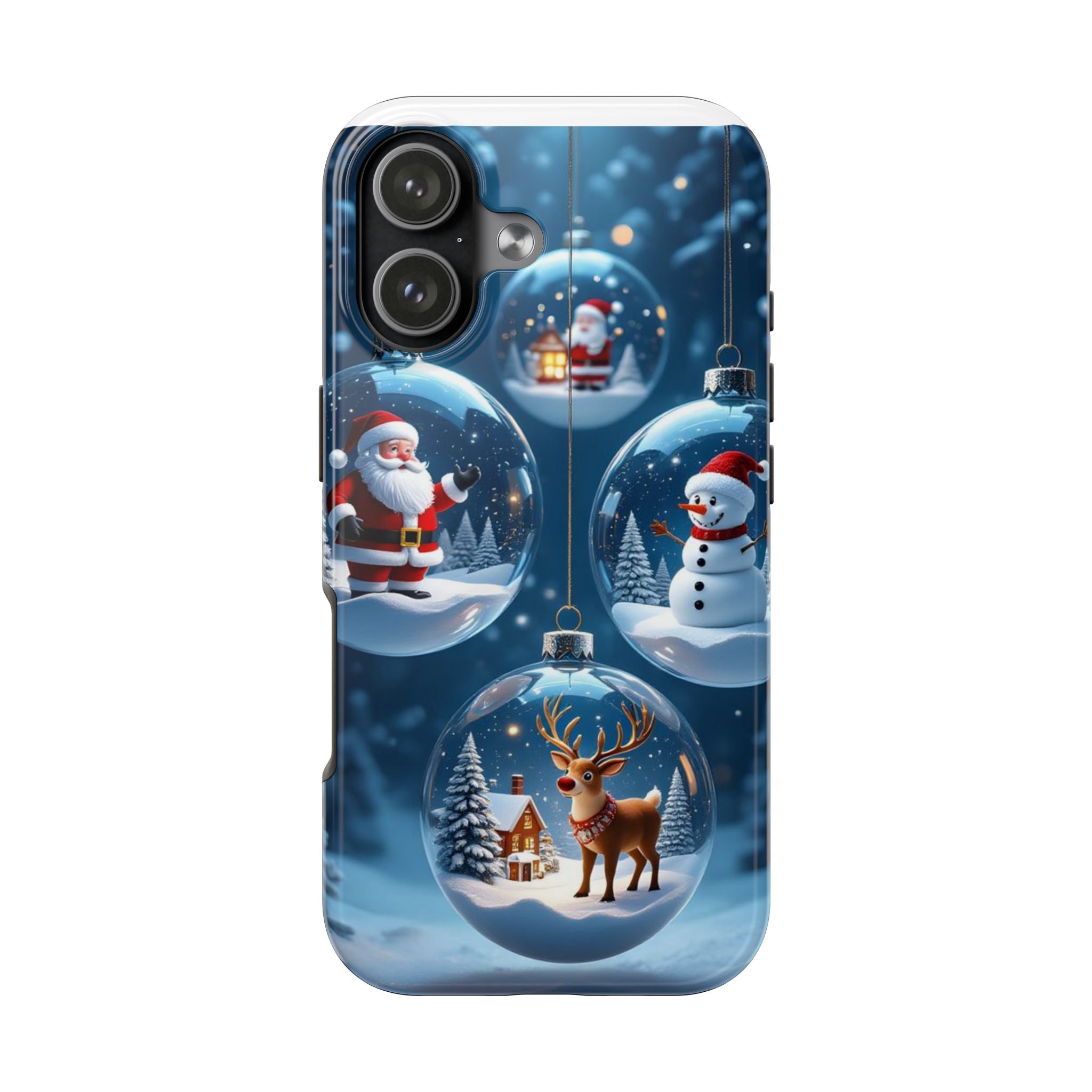 Christmas Ornaments Phone Case — Santa, Snowman & Reindeer Holiday Tough Case