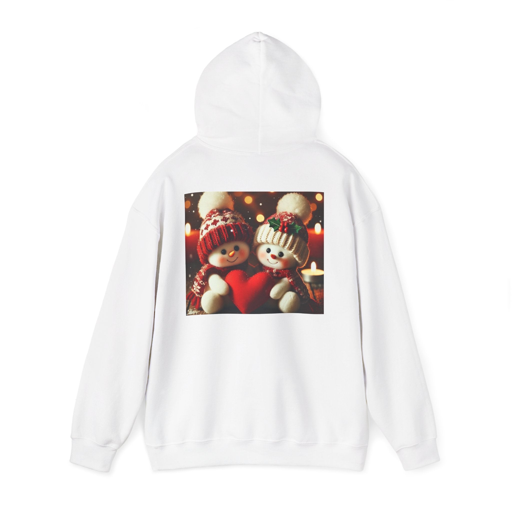 Cute Snowman Couple Heart Hoodie — Christmas Cozy Holiday Sweatshirt