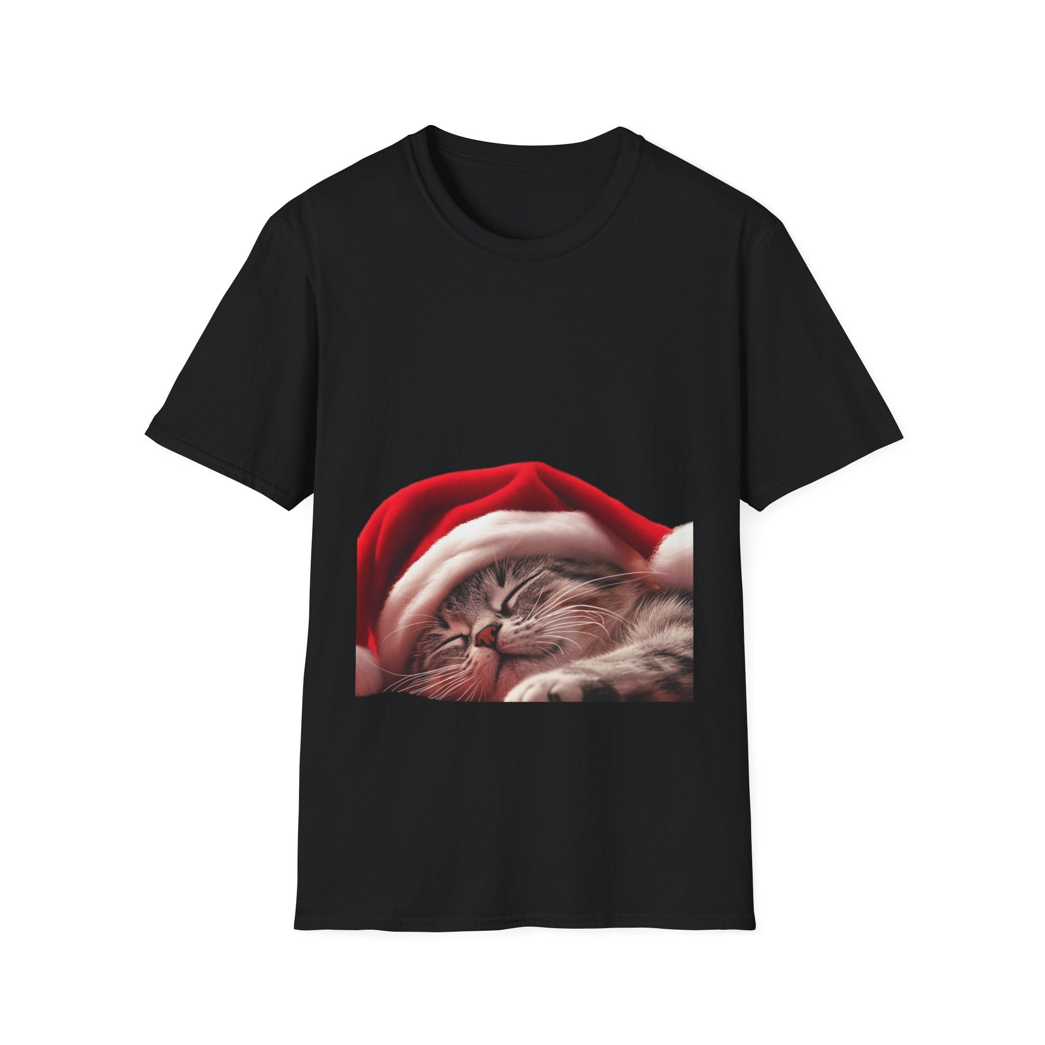 Christmas Sleeping Cat T-Shirt — Cute Holiday Kitty in Santa Hat
