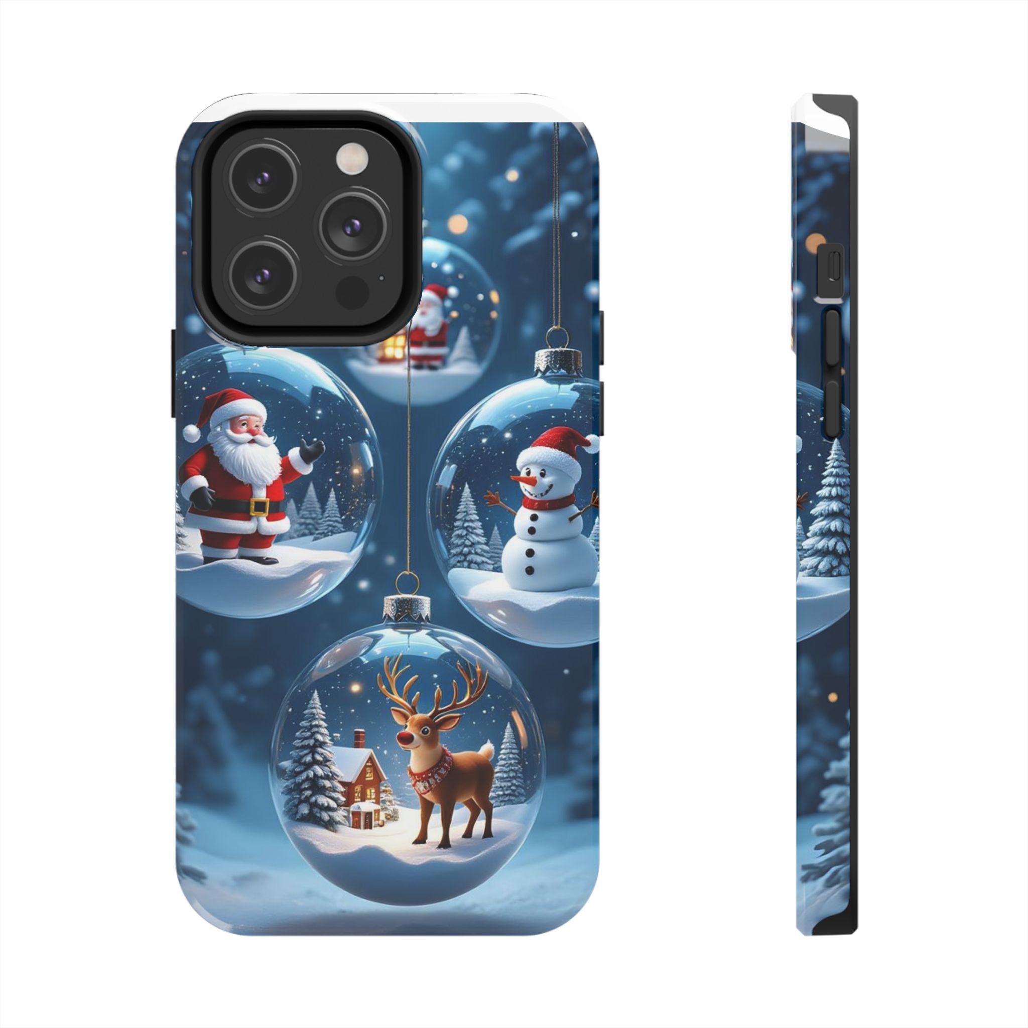 Christmas Ornaments Phone Case — Santa, Snowman & Reindeer Holiday Tough Case