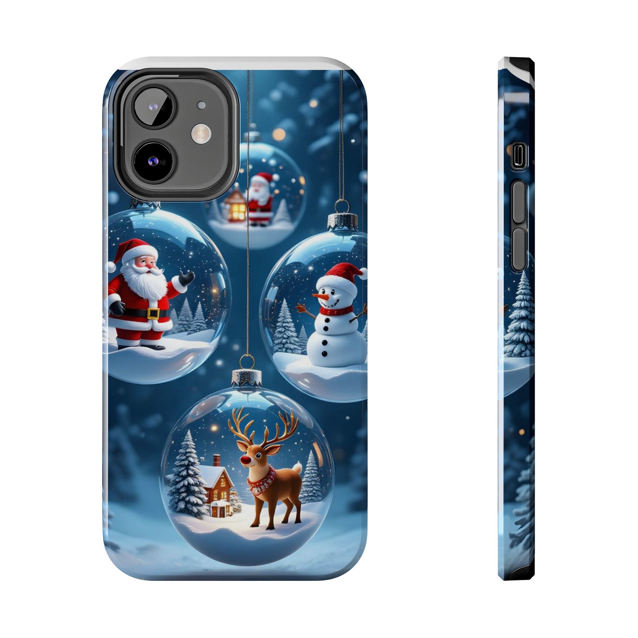 Christmas Ornaments Phone Case — Santa, Snowman & Reindeer Holiday Tough Case