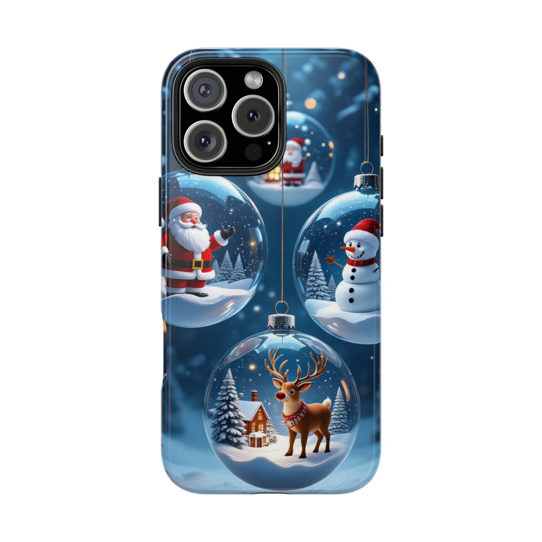 Christmas Ornaments Phone Case — Santa, Snowman & Reindeer Holiday Tough Case