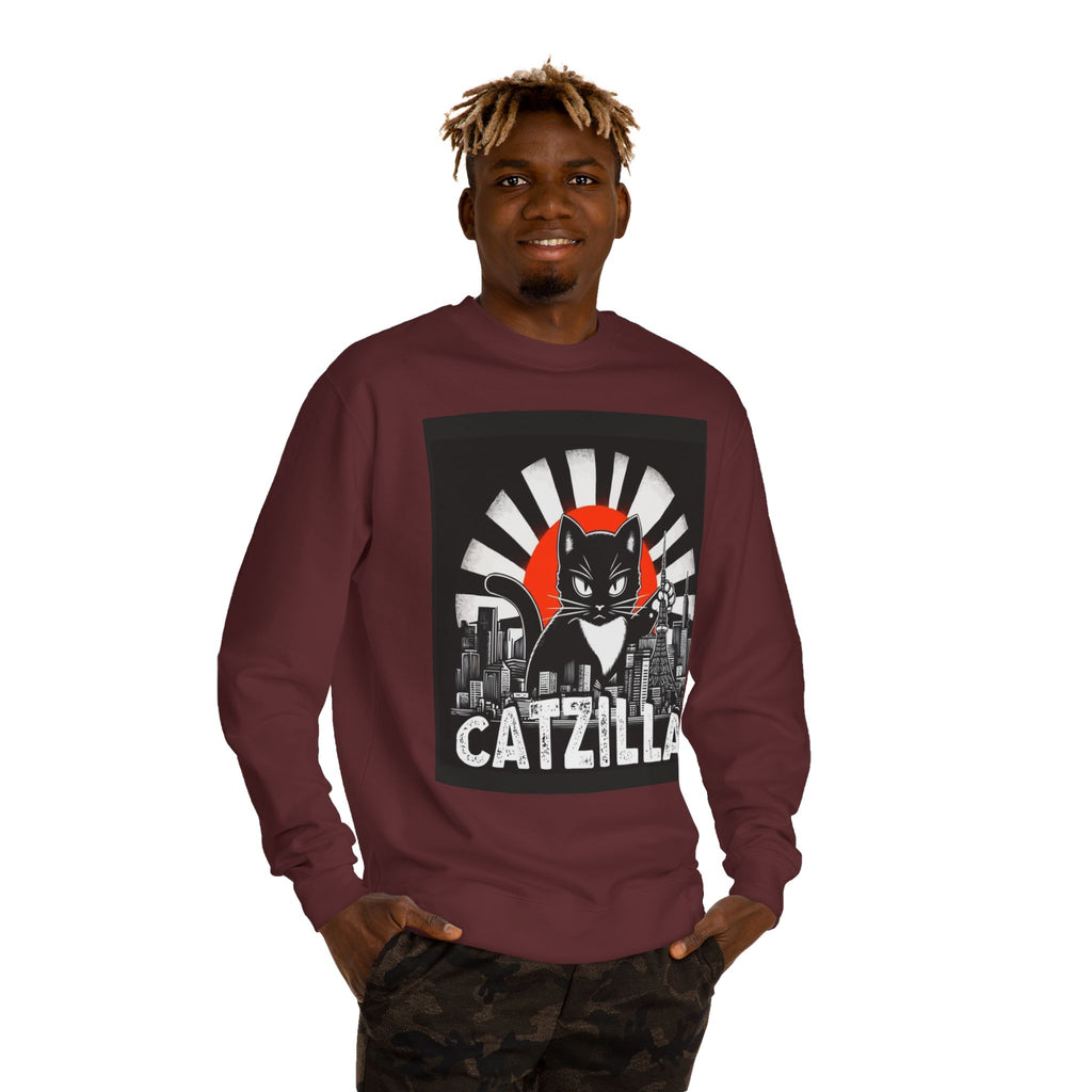 Catzilla Graphic Sweatshirt — Retro Monster Cat City Tee