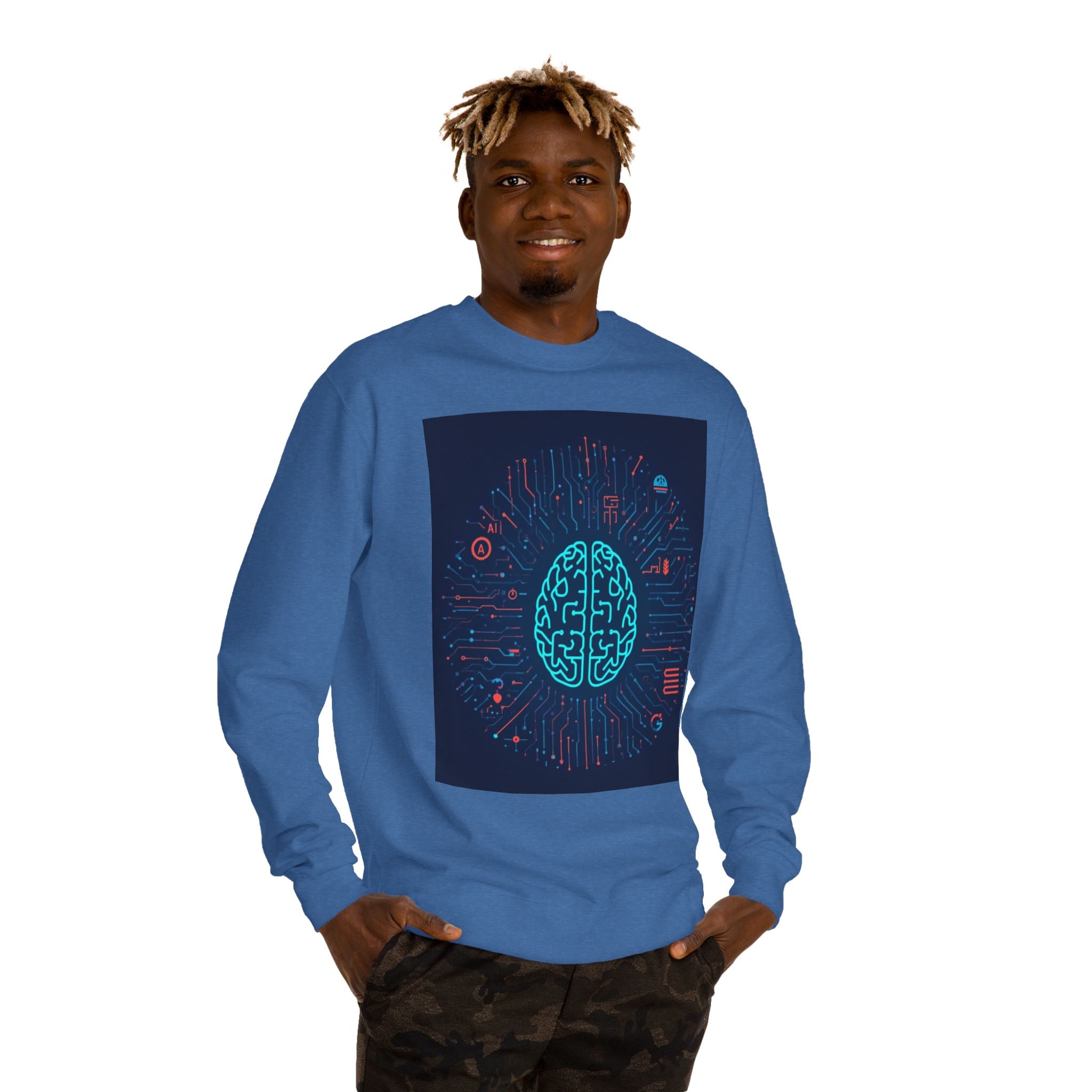 AI Brain Circuit Crewneck Sweatshirt