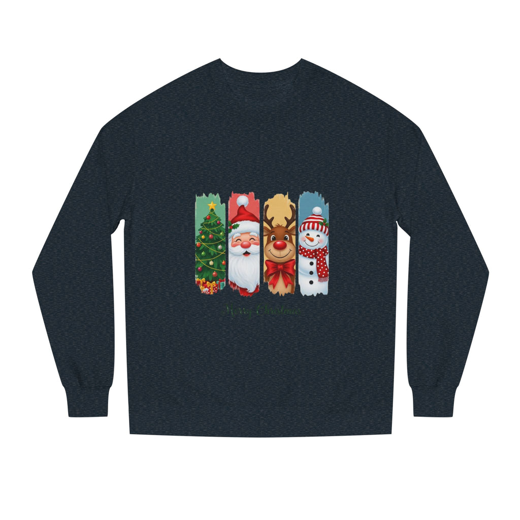 Christmas Characters Crewneck Sweatshirt — Merry Christmas Tree, Santa, Reindeer & Snowman Design
