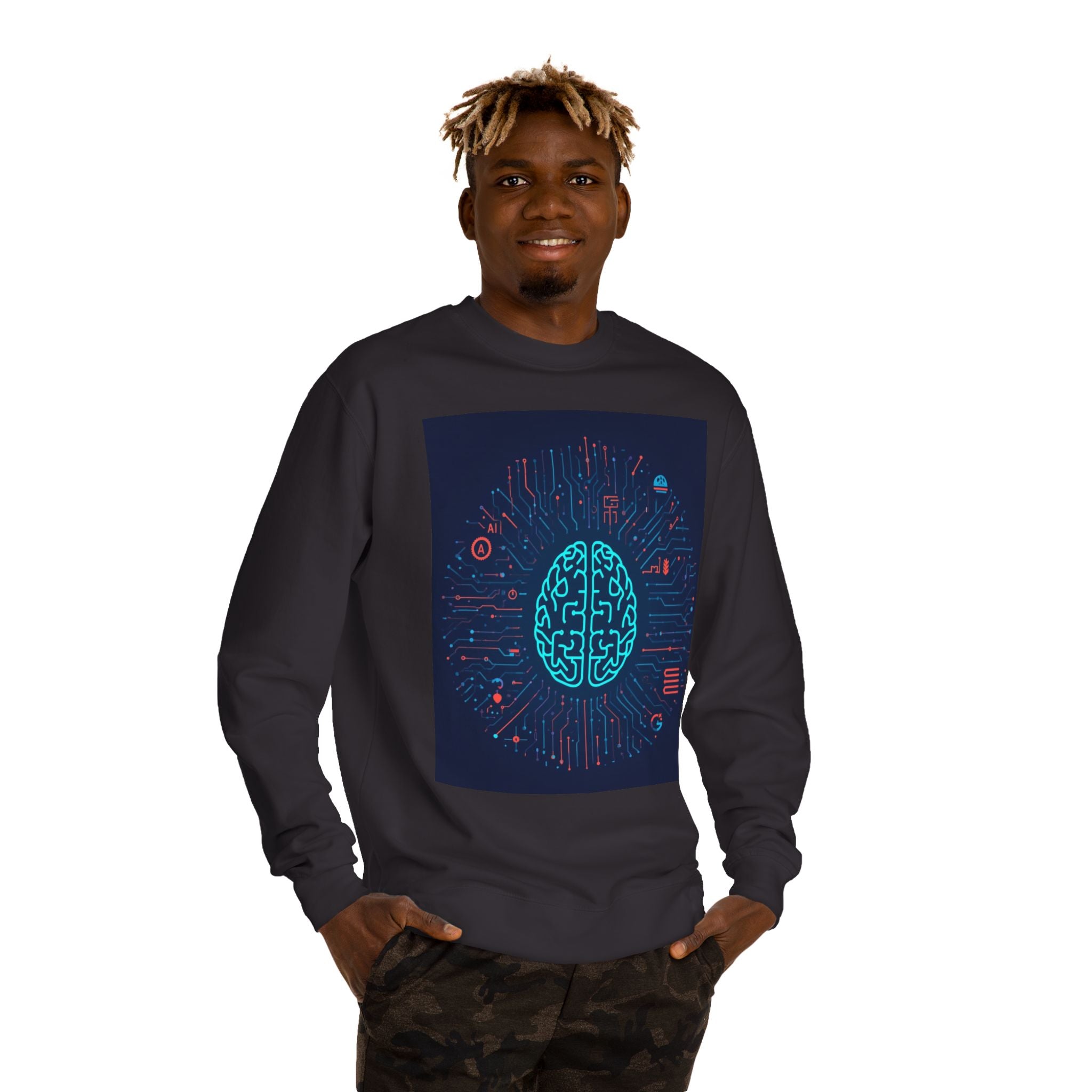 AI Brain Circuit Crewneck Sweatshirt