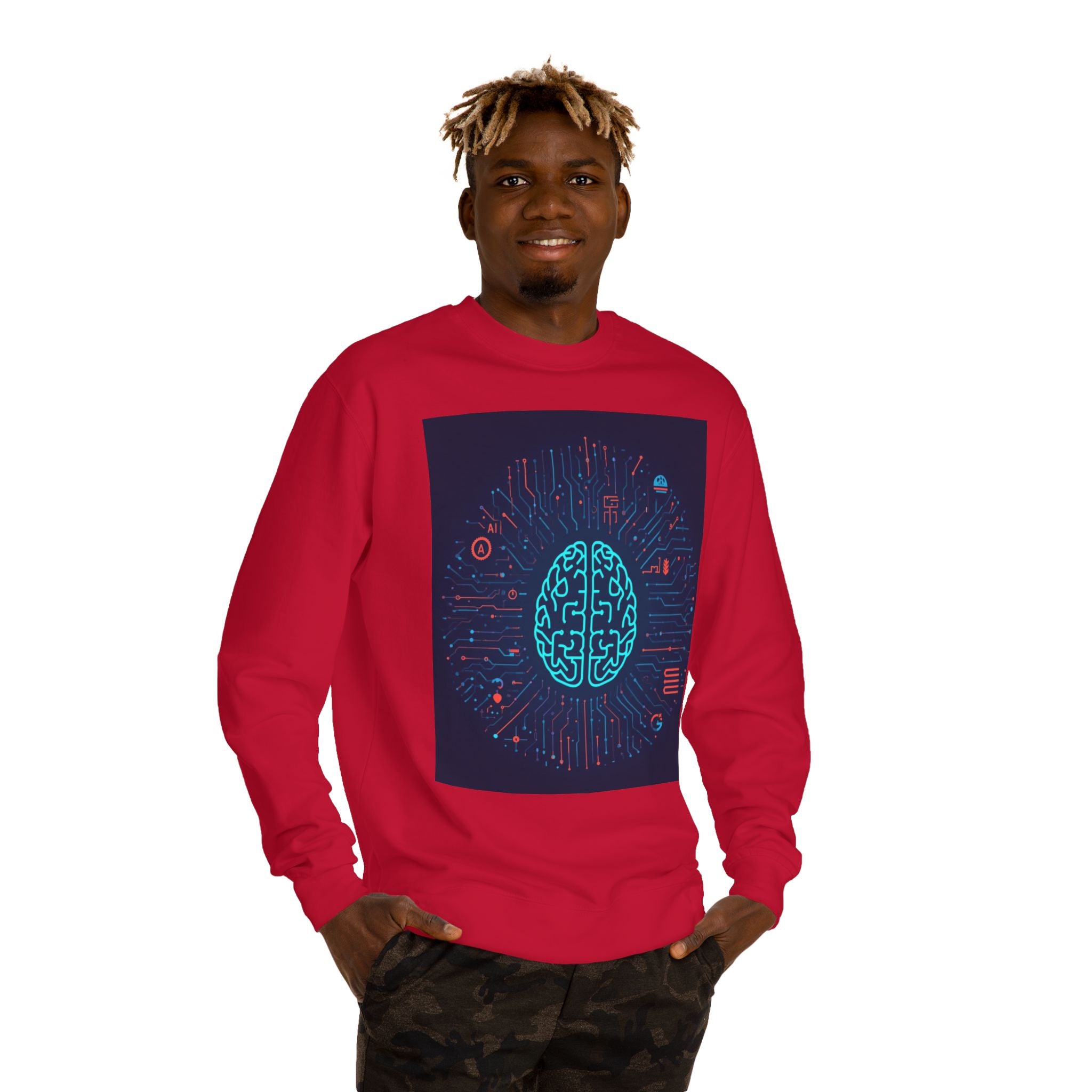 AI Brain Circuit Crewneck Sweatshirt