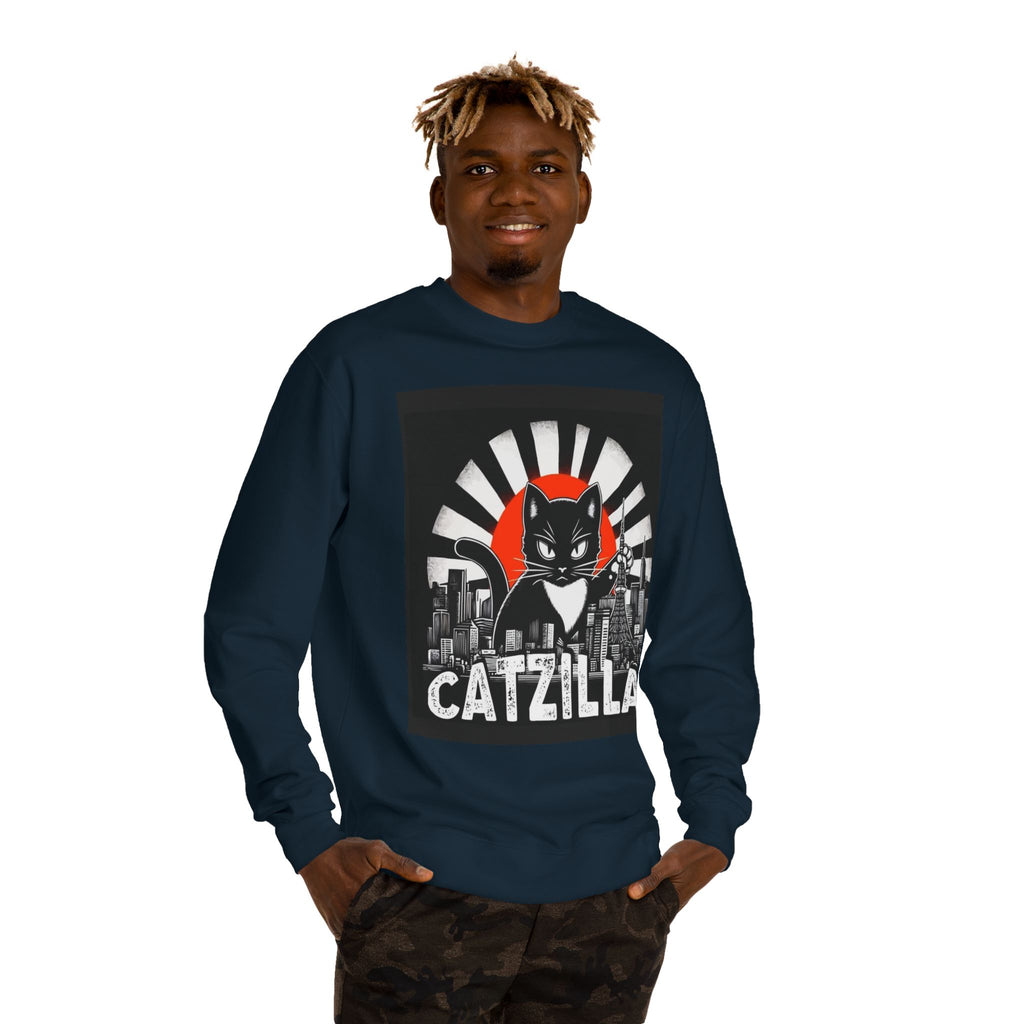 Catzilla Graphic Sweatshirt — Retro Monster Cat City Tee