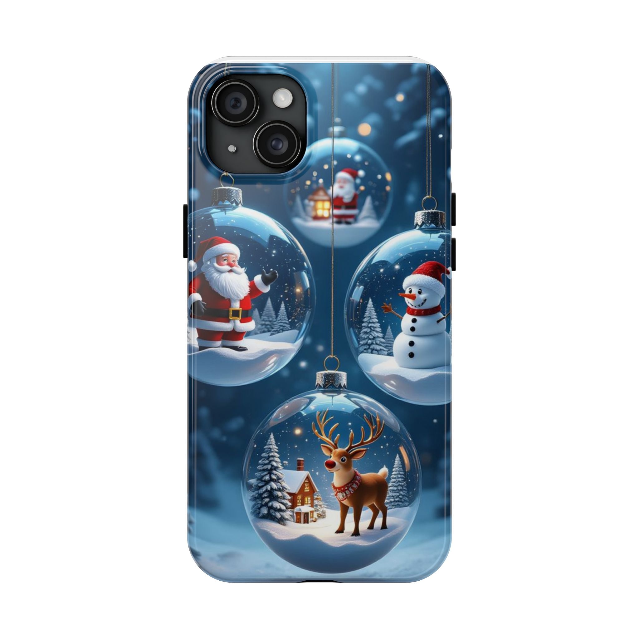 Christmas Ornaments Phone Case — Santa, Snowman & Reindeer Holiday Tough Case