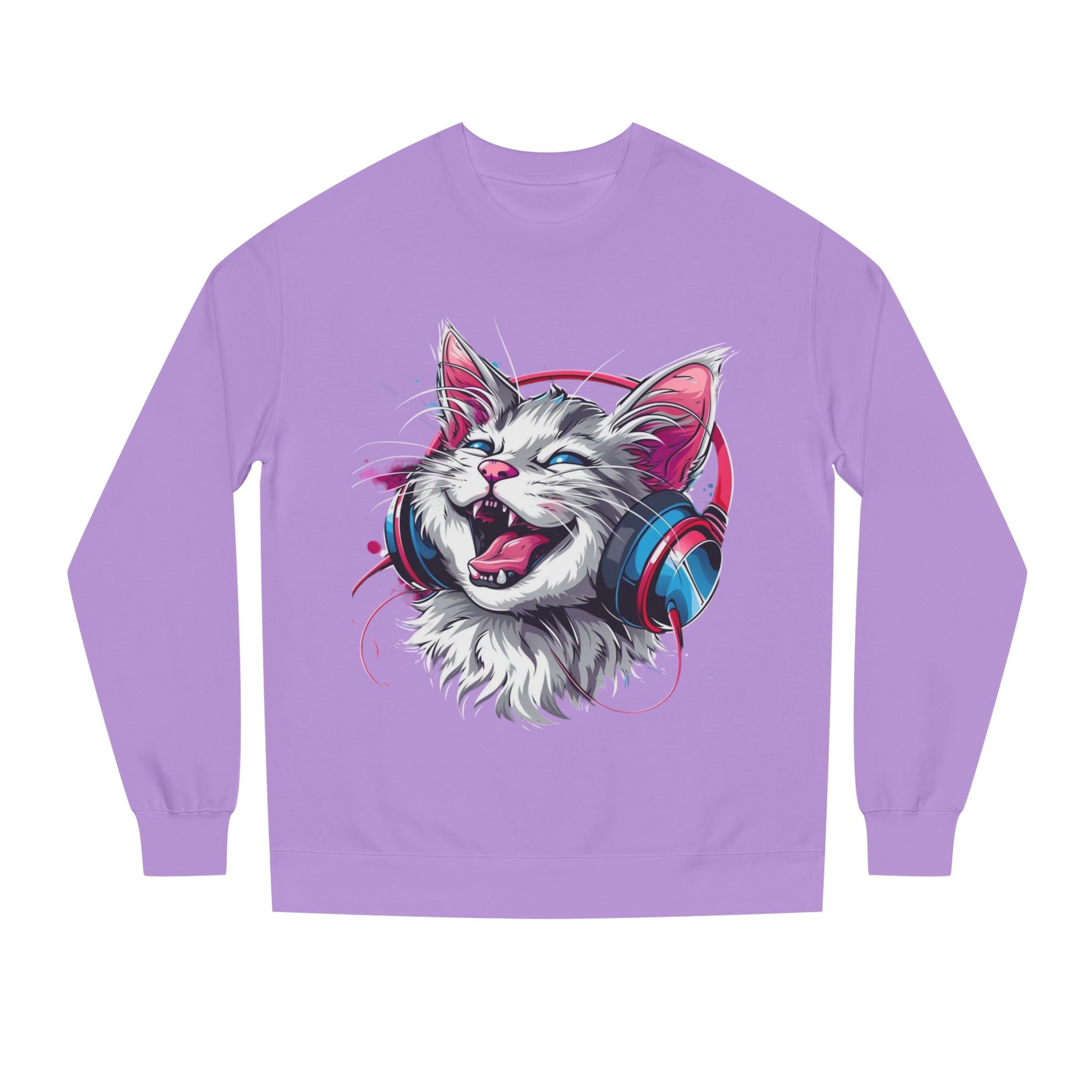 Cat with Headphones Sweatshirt — Vintage DJ Kitty Crewneck