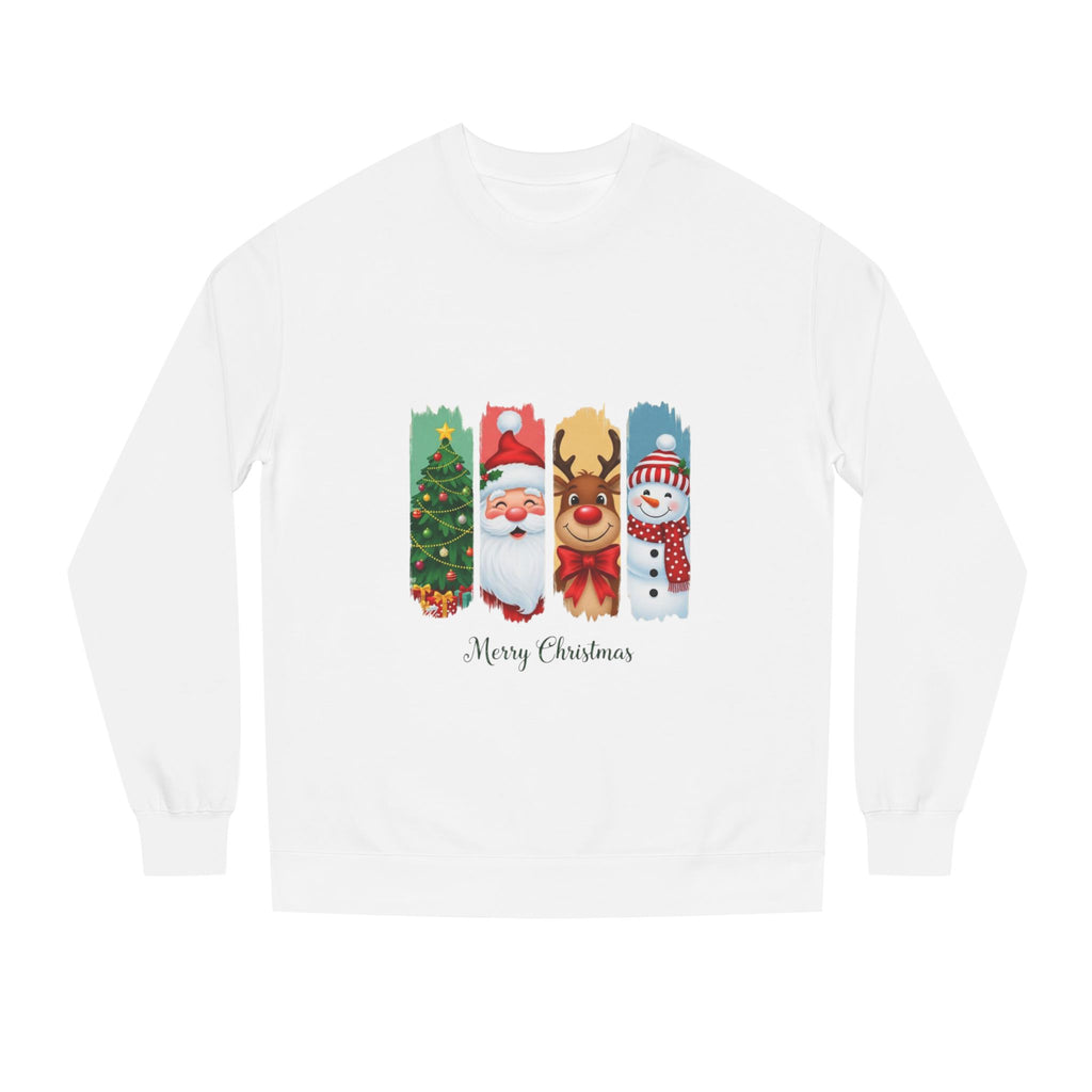 Christmas Characters Crewneck Sweatshirt — Merry Christmas Tree, Santa, Reindeer & Snowman Design