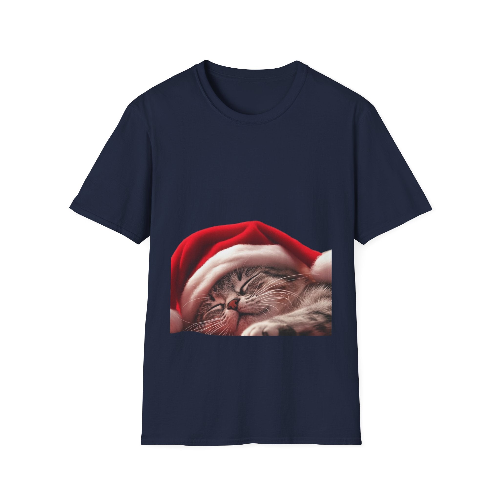 Christmas Sleeping Cat T-Shirt — Cute Holiday Kitty in Santa Hat